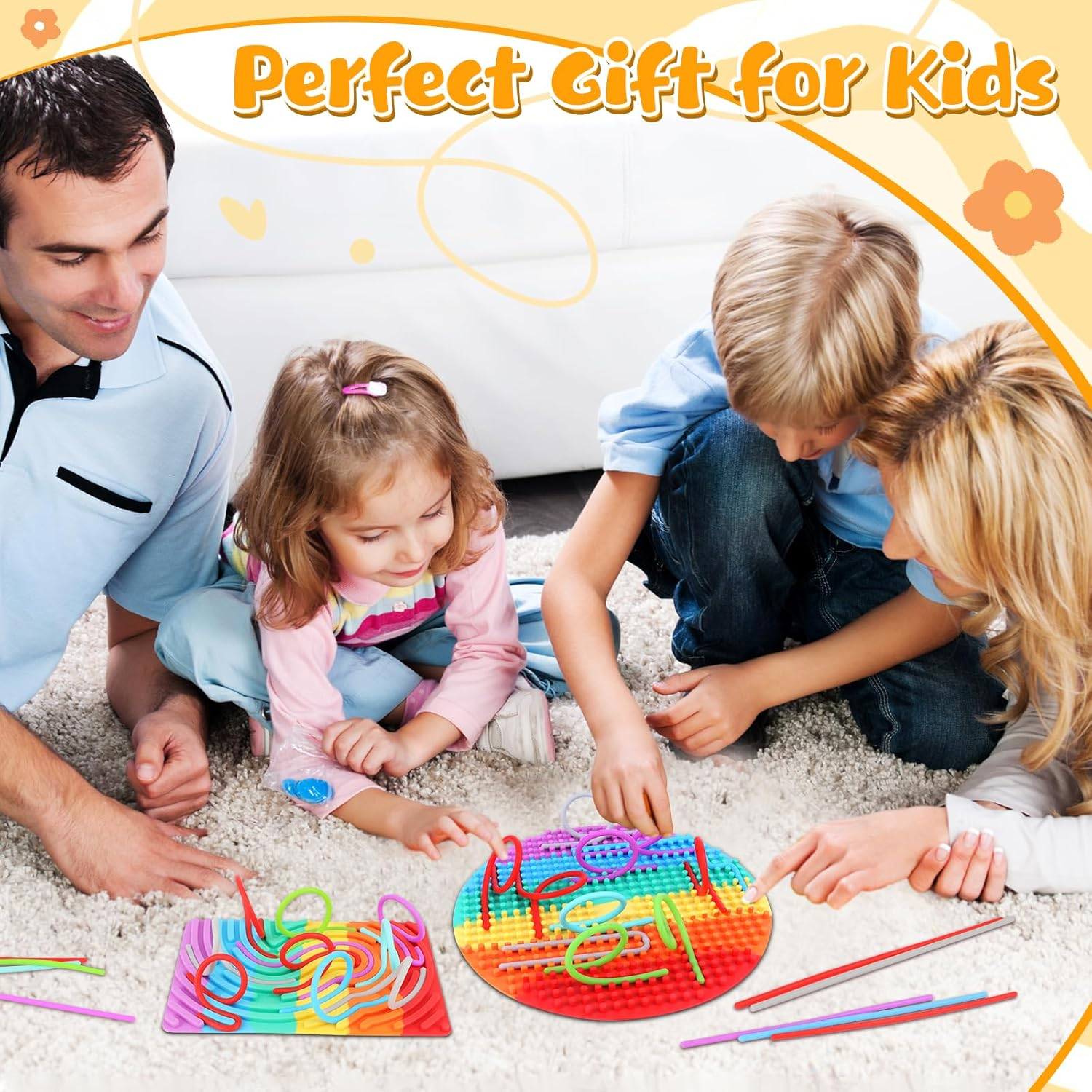 Large Size 7.9'' Push Peel Sensory Activity Board with Storage Bag Silicone Double-Sided Sensory Fidget Board Toys for Kids Adults Stress Relief Calming Anxiety Focus Travel Essentials - Rectangular - 11Cm X 17Cm image number 5