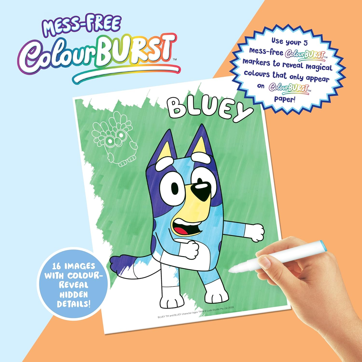 Inkredibles Colour Burst Bluey - 32 Pages of Colouring Fun with 6 Mess-Free Markers image number 1