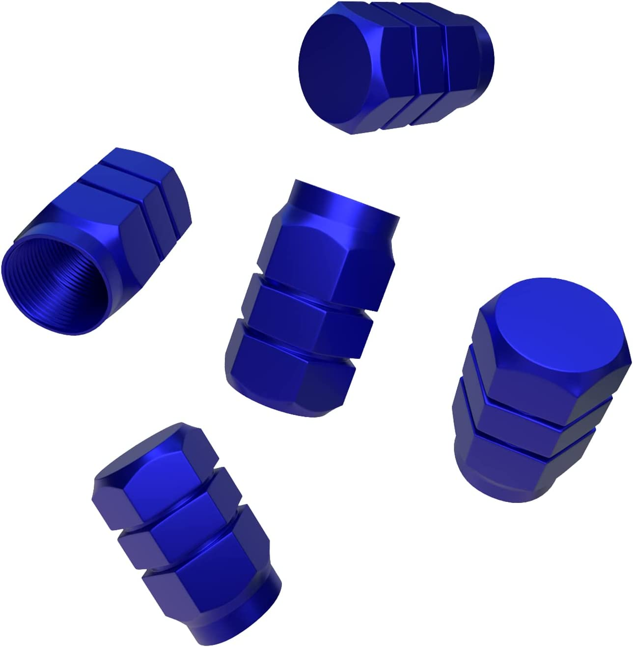 BOROLA Car Tire Valve Stem Caps with Hexgon Style(Blue, Pack of 5)