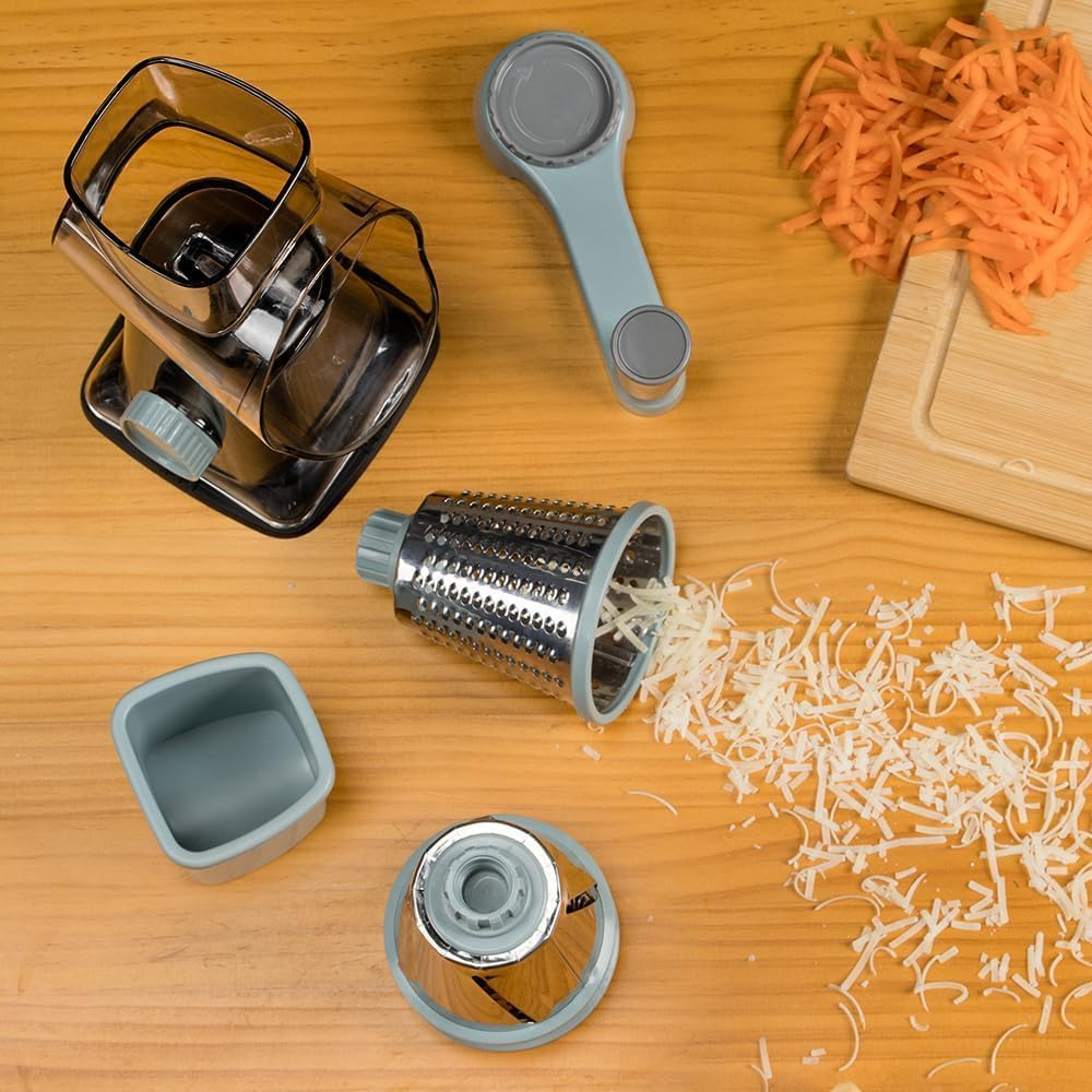 Rotary Cheese Grater with Handle,And Vegetable Shredder for Kitchen,Blades for Shredding, Grating, Slicing,Vegetable Shredder with Suction Base and Cleaning Brush image number 2