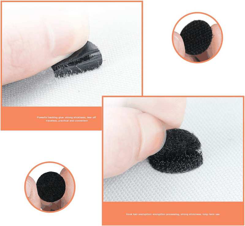 JANYUN Black 1008 Pcs 2/5" Sticky Back Coins Hook Loop Self Adhesive Dots Tapes image number 4