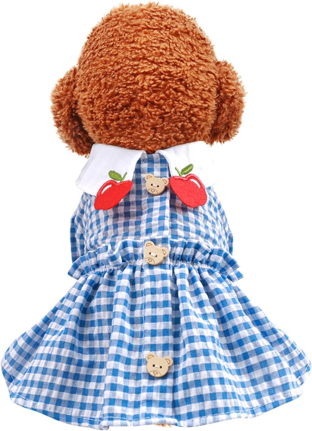 Dog Plaid Dress for Small Dogs Cat Girl Spring Summer Cute Puppy Princess Dress Pet Clothes (Blue, M) image number 3