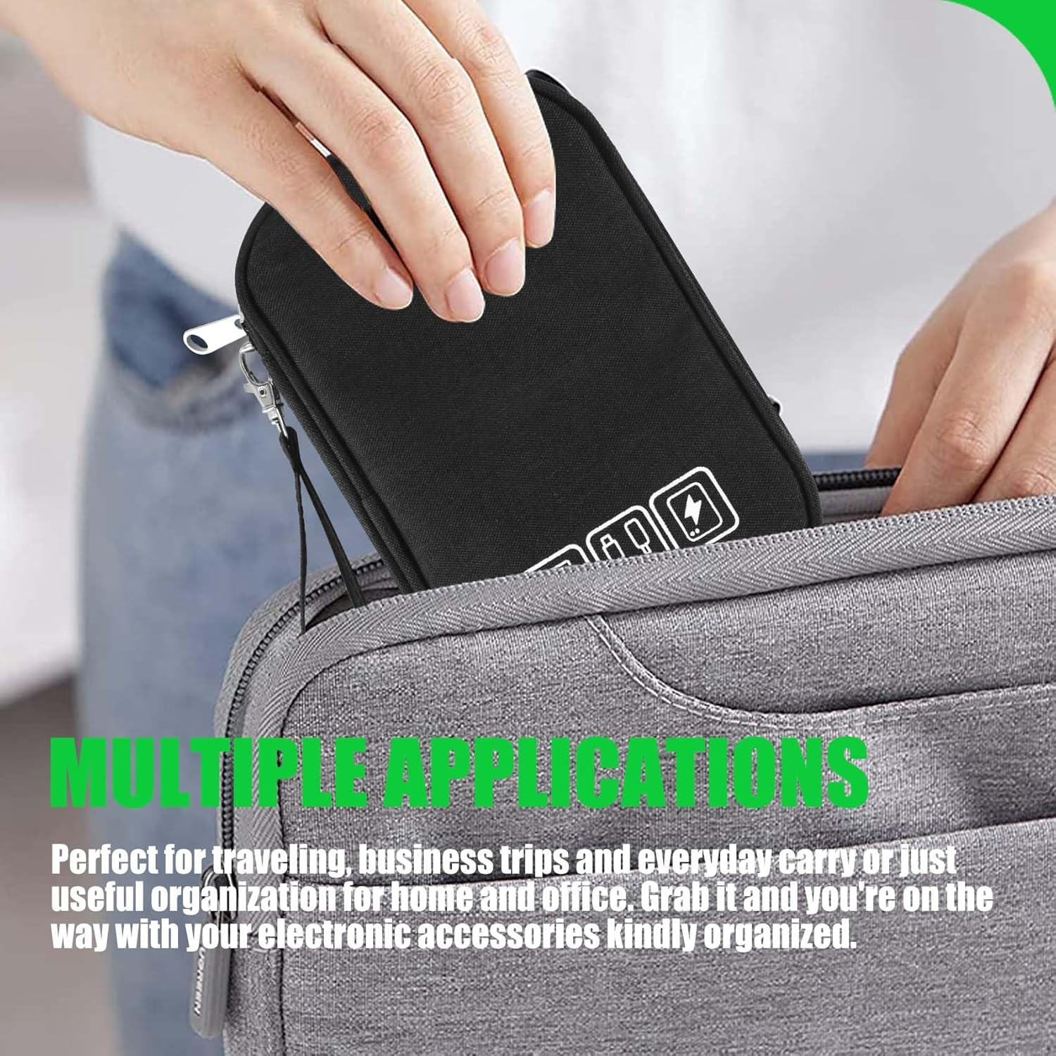 Domoi Electronic Organizer, Travel Cable Organizer Bag Pouch Portable Electronic Storage Multifunction Case image number 6