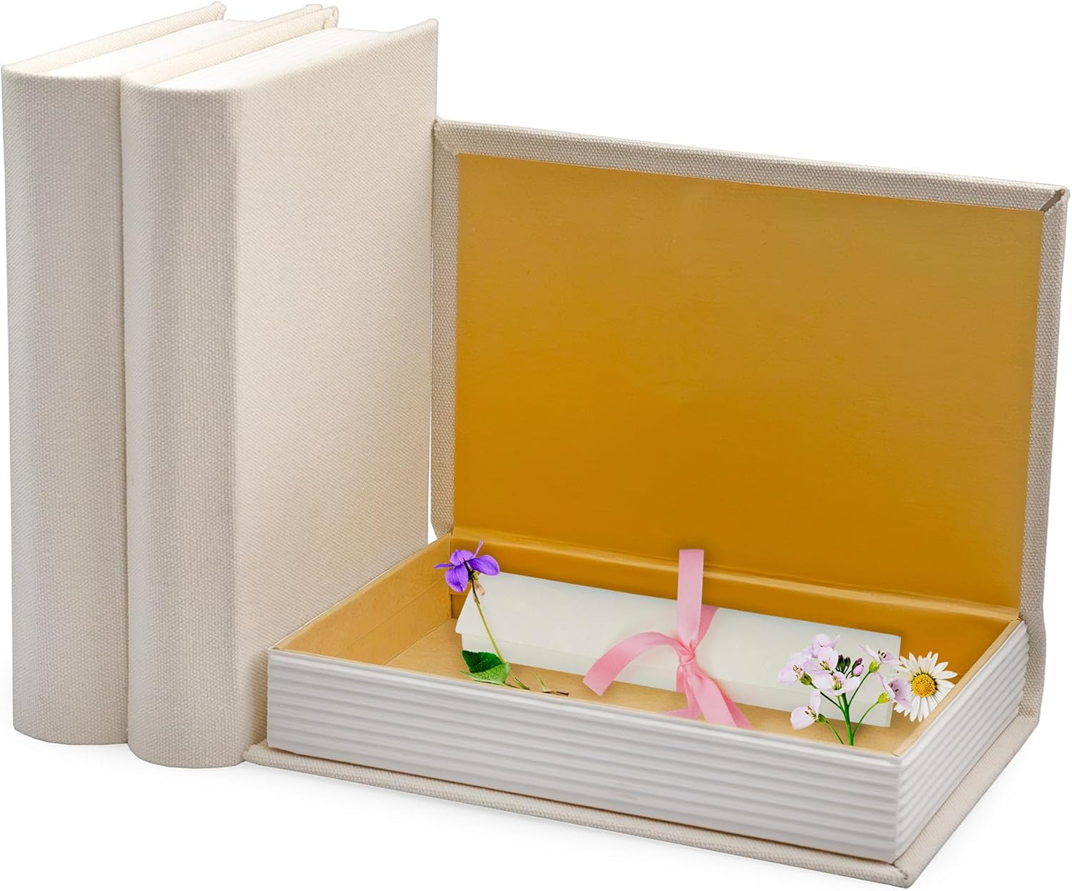 Auldhome Faux Book Stack (Cream); Blank Set of 3 Decorative Books for DIY Crafts and Home Decor image number 5