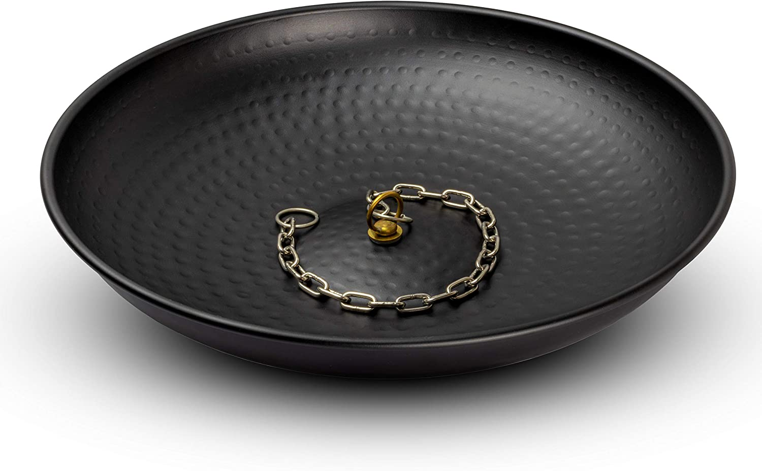 Monarch Rain Chains 15 Inch Basin Hand Hammered Rain Chain Anchoring Basin Downspout Gutters for Outdoor Garden, Lawn and Patio Water Feature, 15 Inch Diameter, Matte Black image number 3