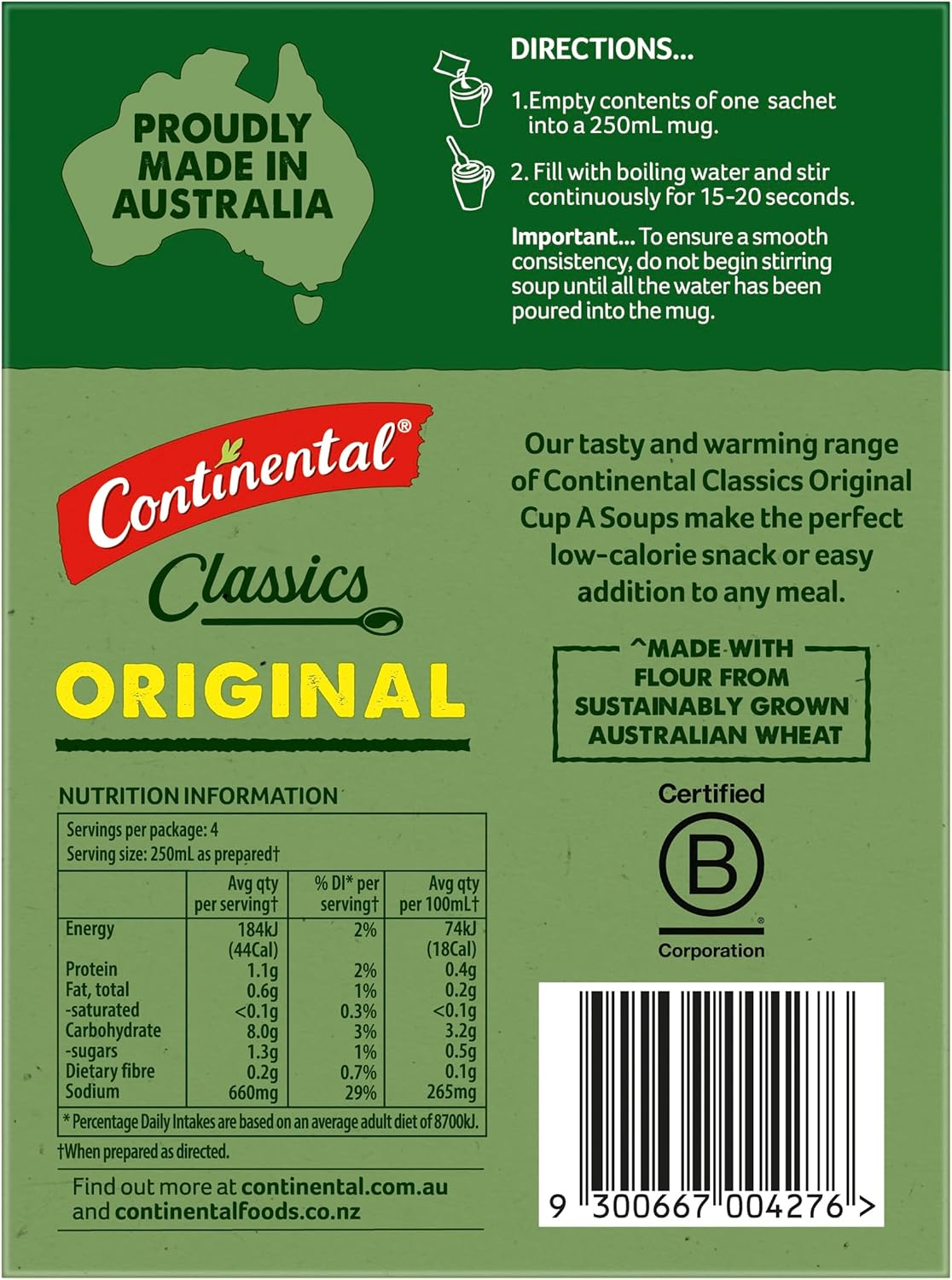 CONTINENTAL Cup-A-Soup | Classic Chicken Noodle, 4 Pack, 40G image number 6