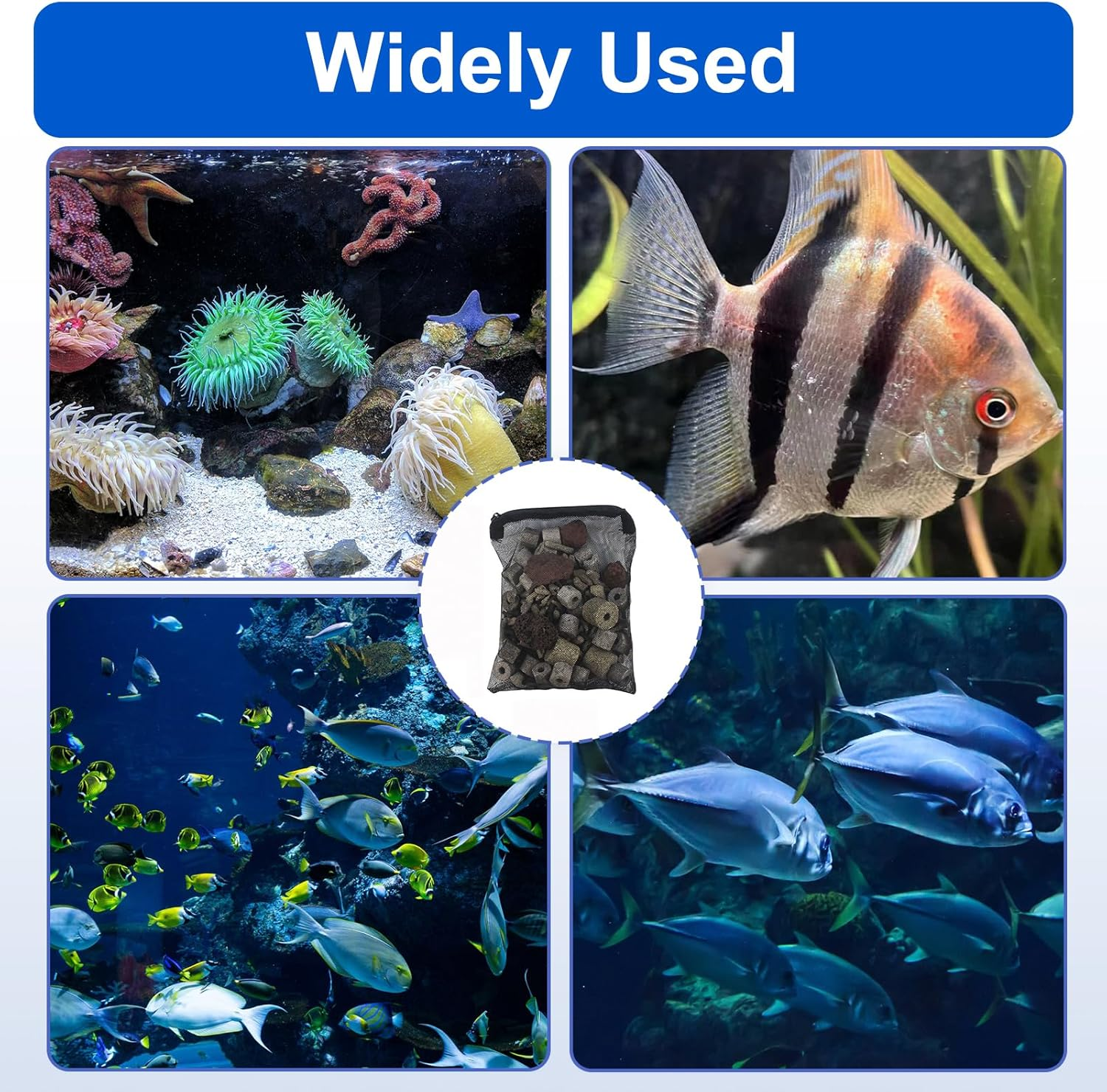 16 Pcs Aquarium Filter Media Bags, Fine Mesh Reusable Zipper Bags for Bio Balls, Activated Carbon, Ceramic Rings, Fish Tank Filter Media Storage, Size 15X20Cm image number 3