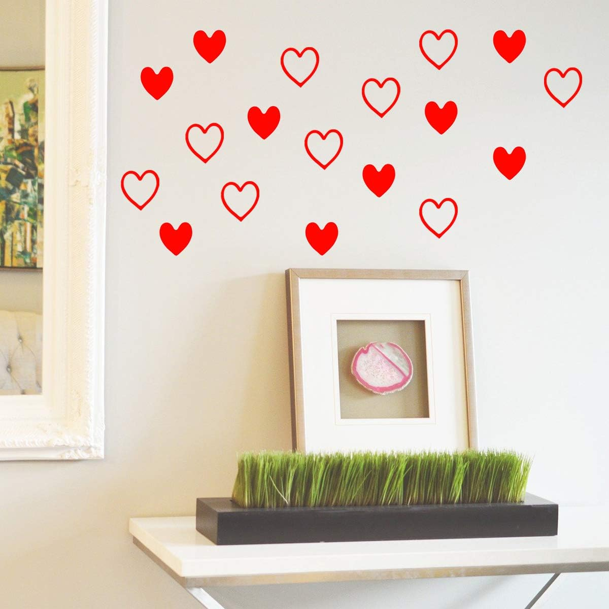 Red Heart Shape Stickers Label,1.5 in Hollow and 1.25 in Solid Heart Stickers,500 per Roll image number 4