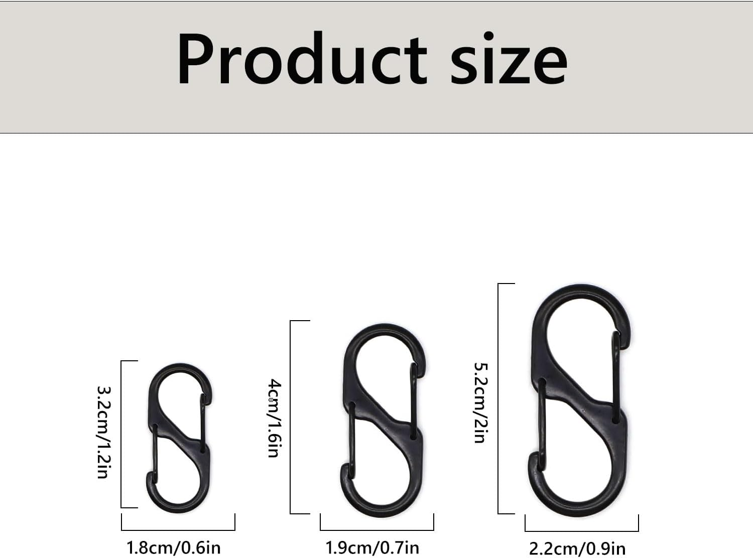 Dohia Zipper Clips anti Theft 3 Size Zipper Pull Locks Theft Deterrent Backpack Zipper Lock Clip S Shaped Carabiner for Home Key Outdoor Sports D2-STK image number 3