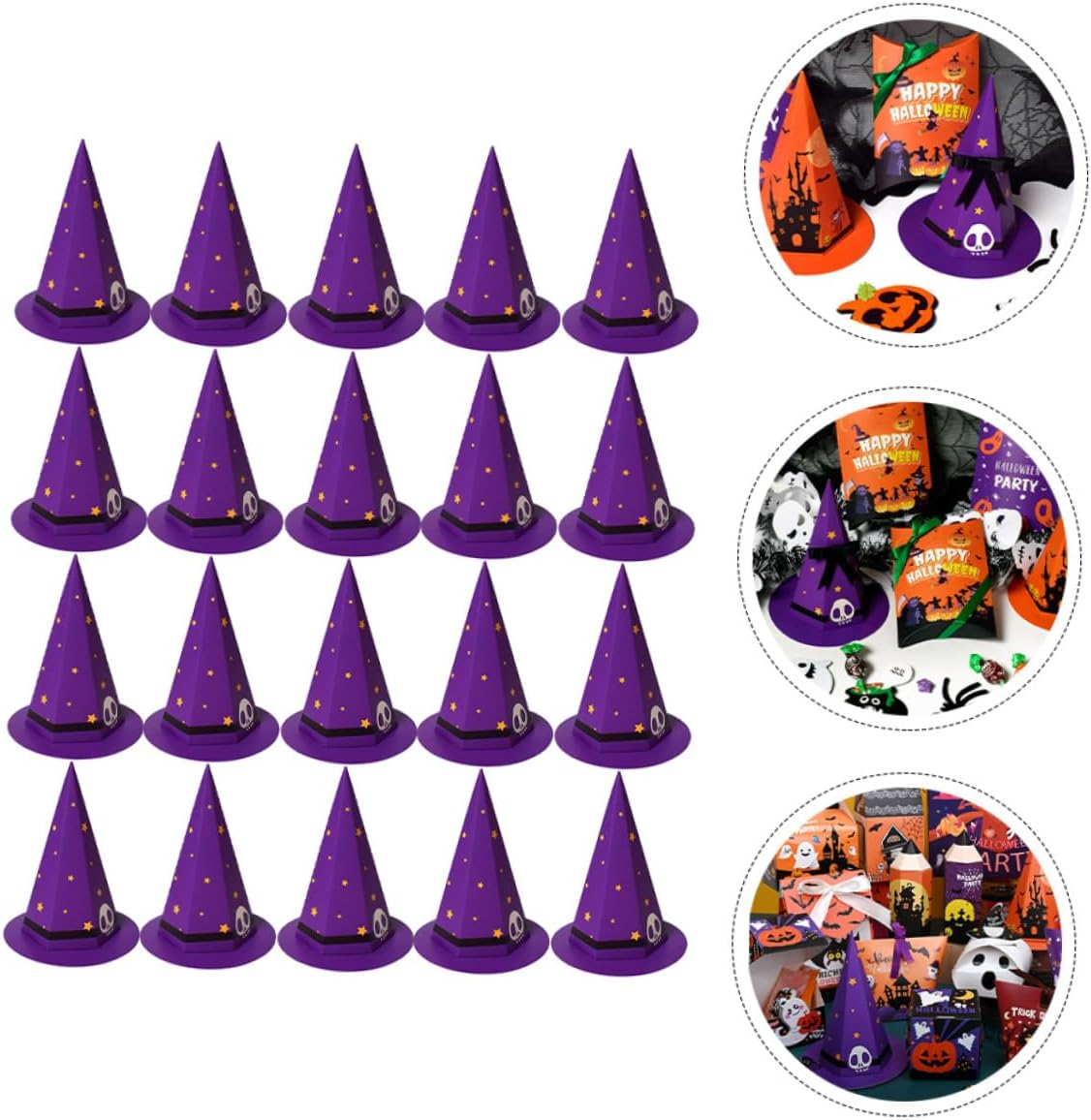 20Pcs Unique Cartoon Hat Candy Boxes for Halloween Holding Case for Party Supplies Trick-Treat Treats and Festive Celebrations