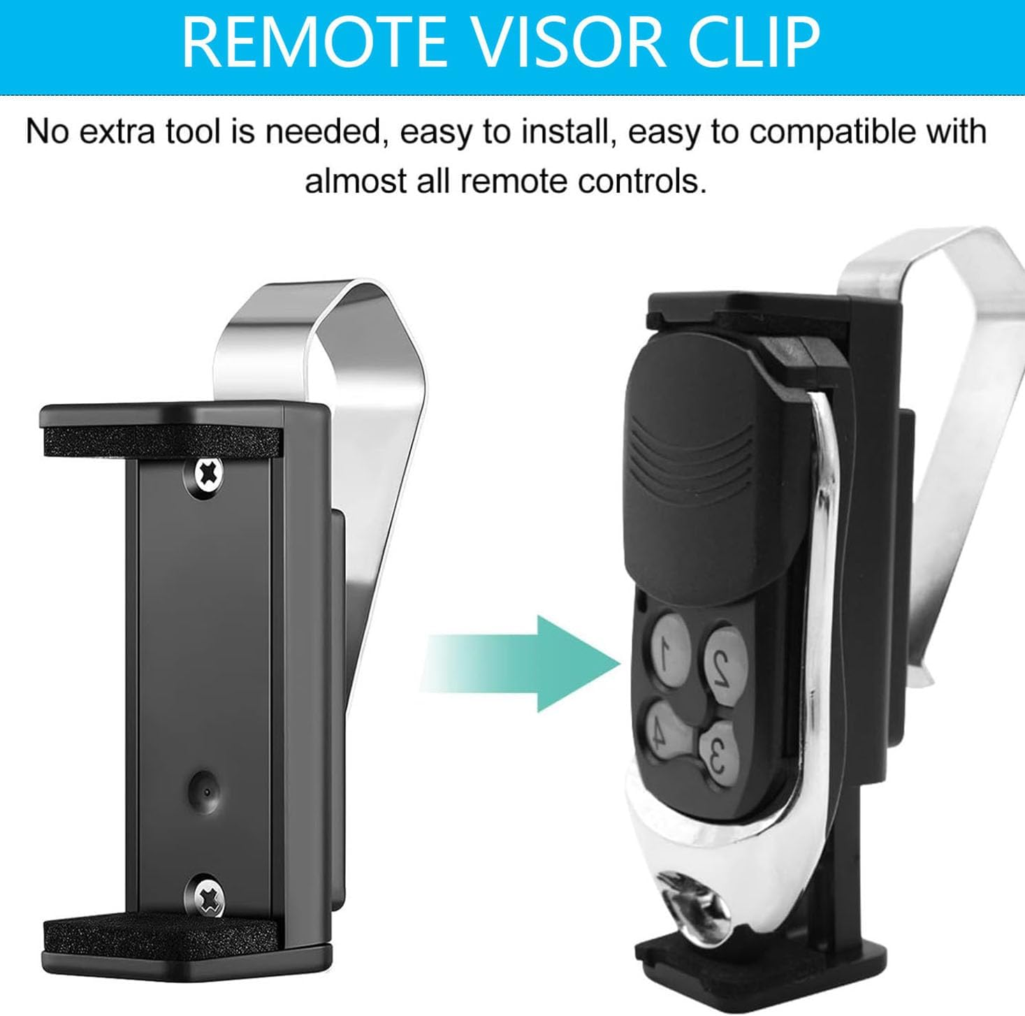 2 PCS Garage Remote Clip Garage Door Opener Clip Universal Car Garage Remote Visor Clip Garage Remote Holder Garage Door Banner Clips for Different Size Remotes 1.8-2.6 Inch image number 1