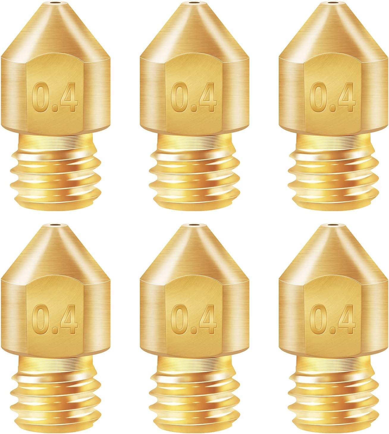 Mingzhe 6PCS 3D Printer Brass Copper Extruder Nozzle MK8 0.4Mm for CR-6 SE 3D Printer 1.75Mm Filament