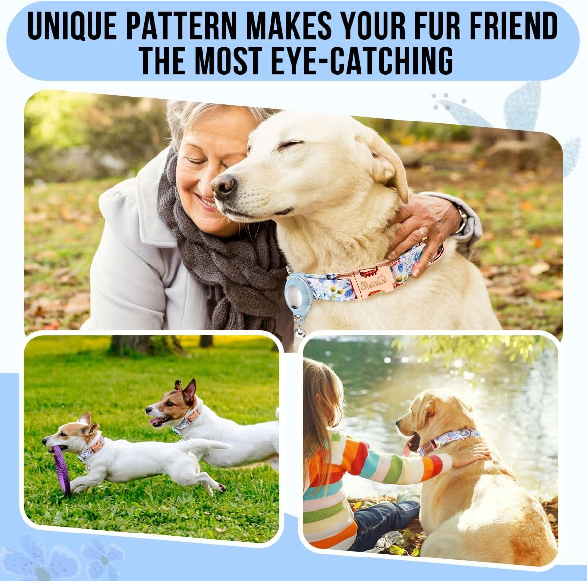 Slowton Dog Collar with Holder, Adjustable Dog Collar for Dogs with Quick Release Metal Buckle, Multicolor Comfortable Pet Collar for Small Medium Large Dogs Puppies image number 2