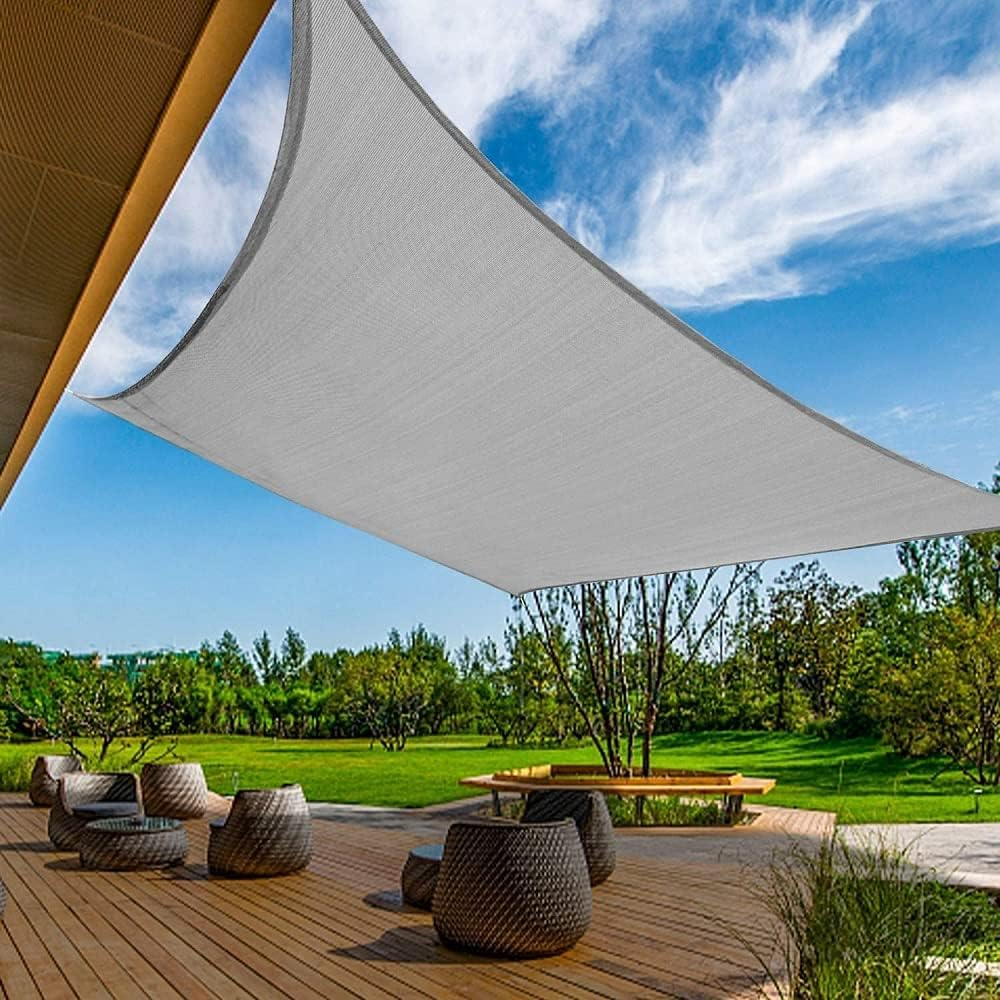 Sun Shade Sail, Outdoor Rectangle Sun Sail Shade with 4 Ropes, Pergola Canopy, 95% UV Block, for Patio, Garden, Backyard, Lawn and Swimming Pool (Beige, 6.5' X 13') image number 4