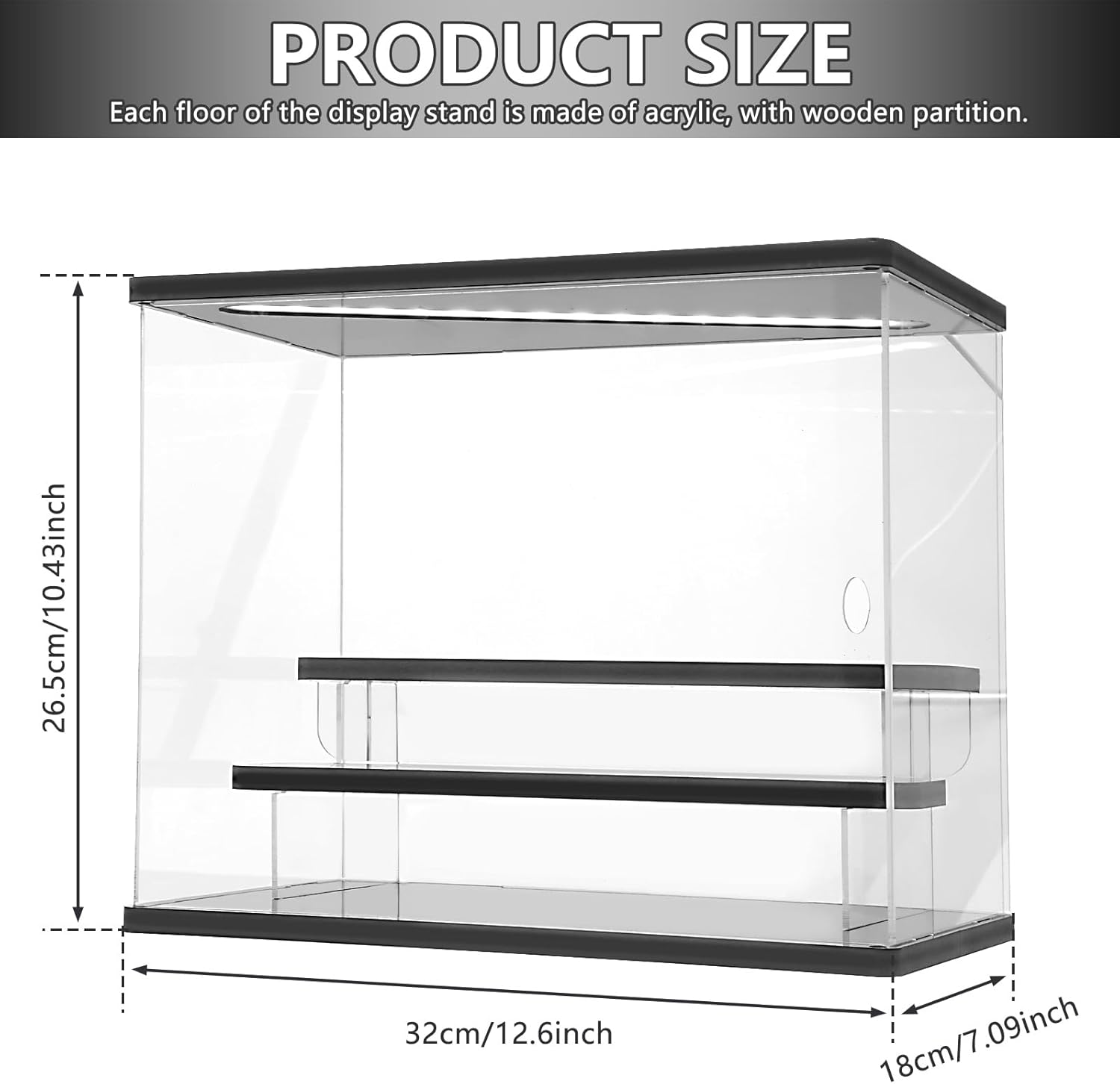 3/5 Layers Acrylic Display Case with LED Light, Versatile Easy Assembly Collectibles Display Case, Dust Proof Transparent Action Figure Display Box for Home Shop Transparent (3 Layer) image number 5