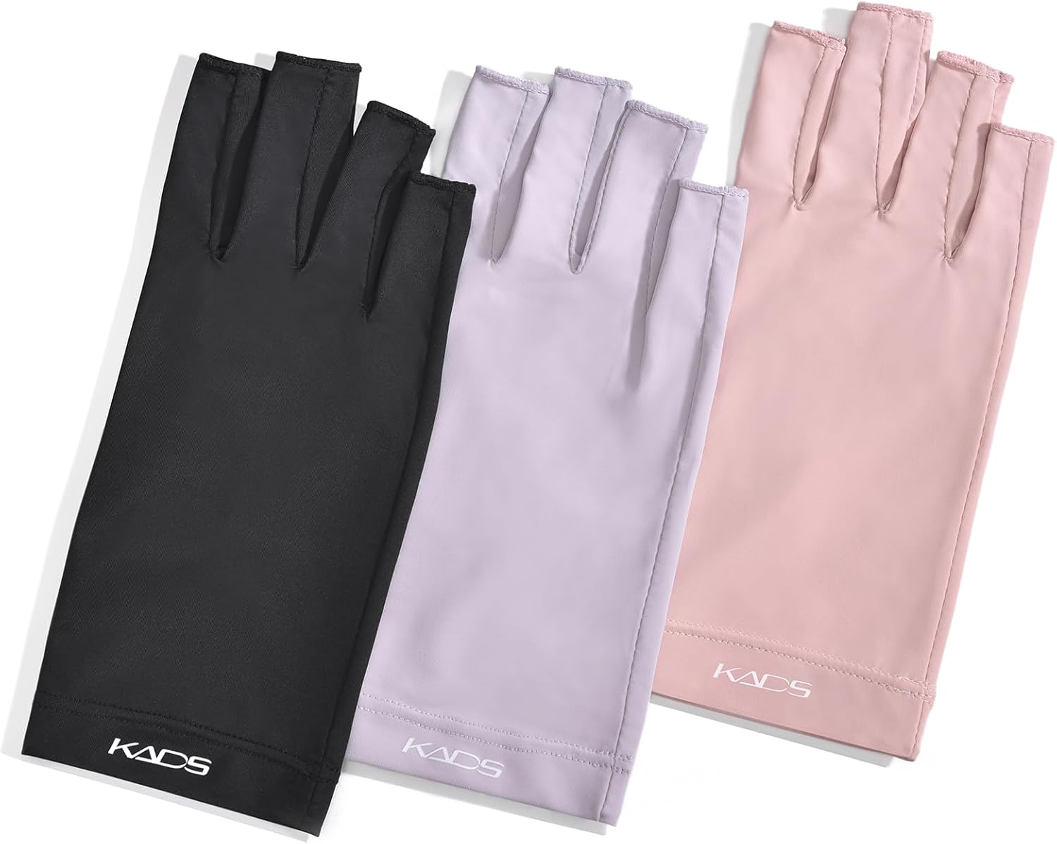 KADS Nail Art UV Resistant Gloves Black/Pink/Purple 3 Colors to Choose UPF100+ UV Resistant Gloves Nail Art Half Finger Gloves (Black) - Black image number 4