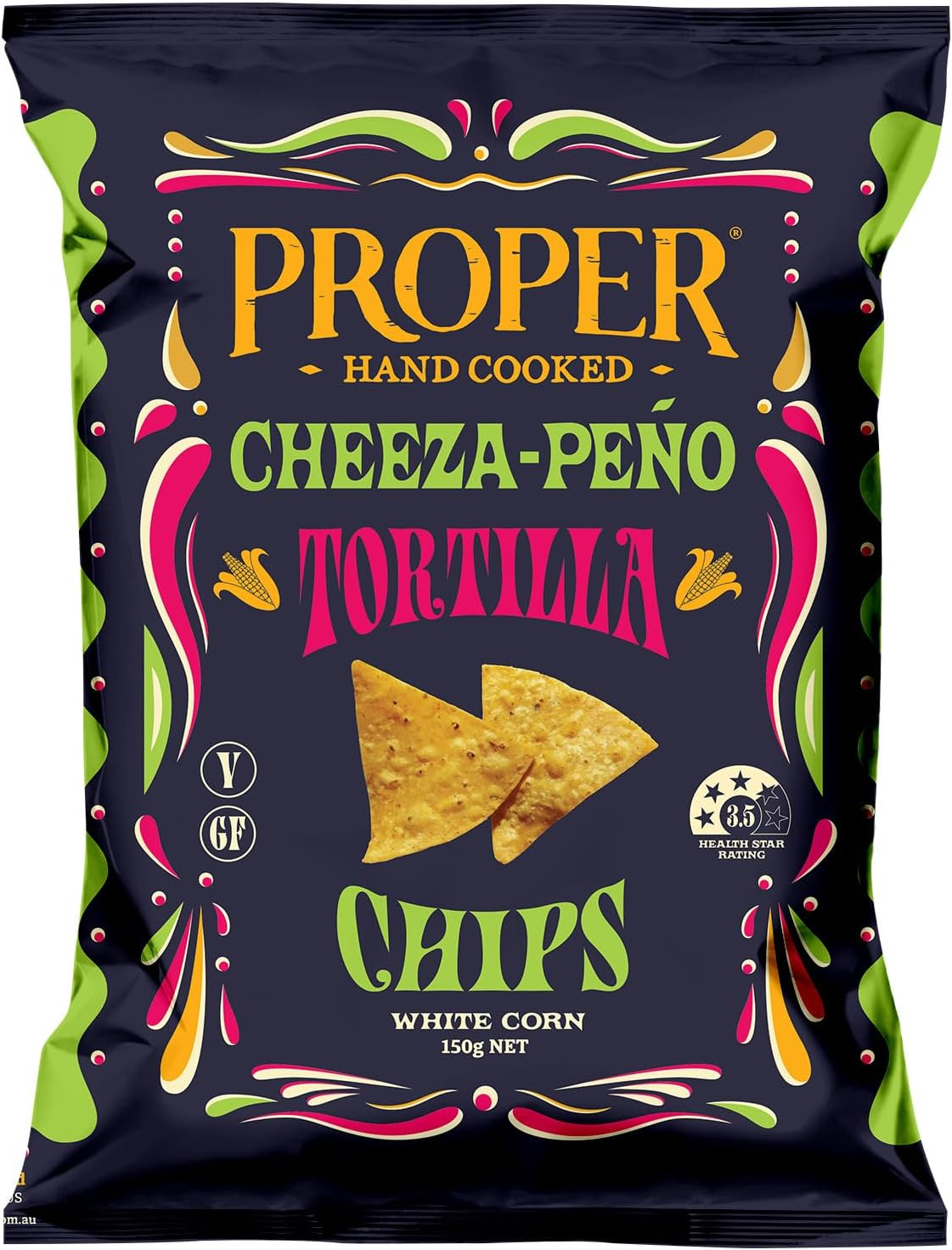 Proper Crisps Hand Cooked Cheeza-Peno Flavoured Tortilla Chips 150 G