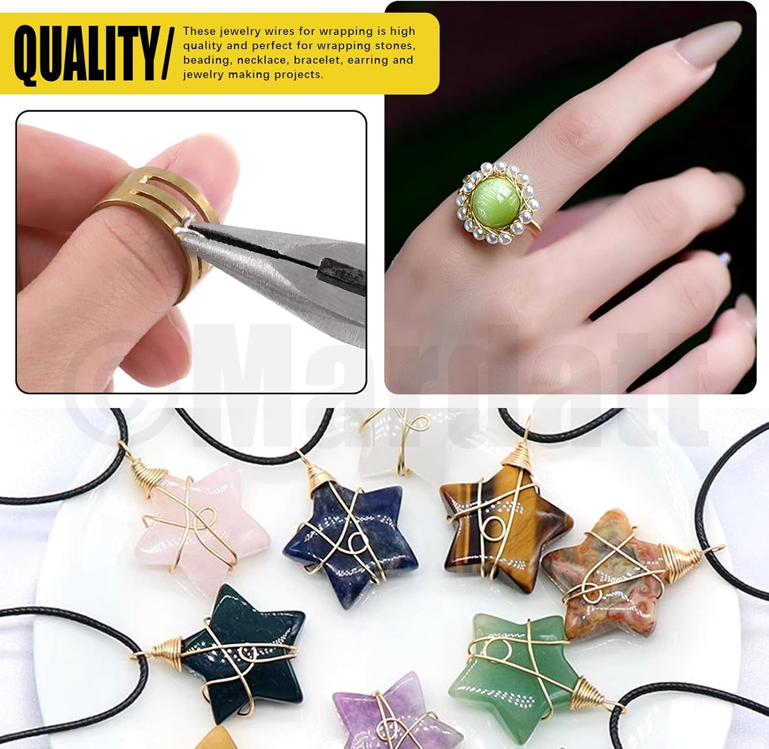 Mardatt 1488Pcs Jewelry Making Supplies Kit Includes Magnifying Glass, Pliers, Wires, Chain, Jump Ring Opener and Tweezers Accessories for Repair Silver M1036 image number 1