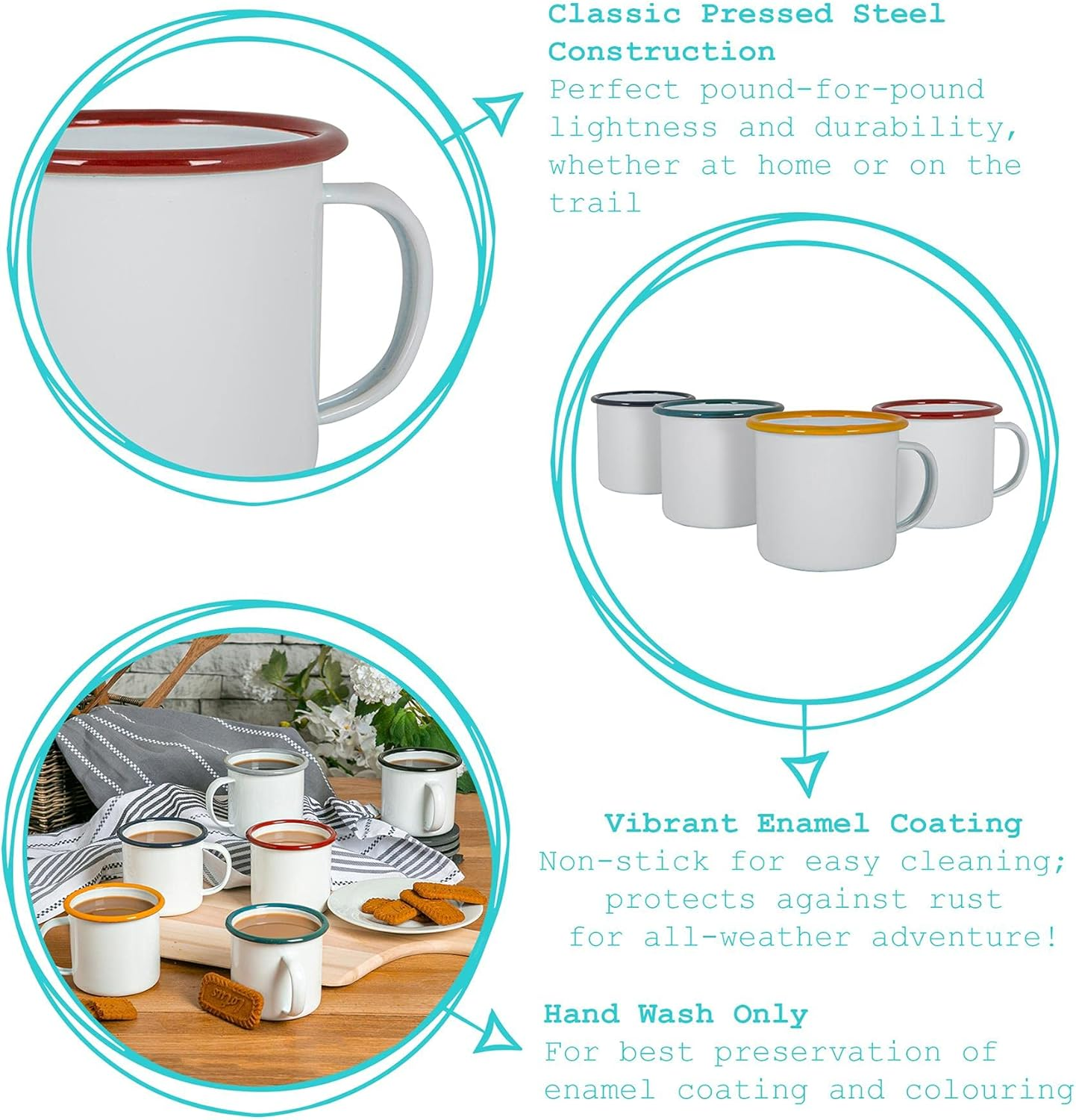 Argon Tableware Espresso Cups - 130Ml - Pack of 6 - Red Small Metal Insulated Coffee Mugs Lightweight Camping Cups for Drinking Tea, Hot Chocolate, Coffee image number 3