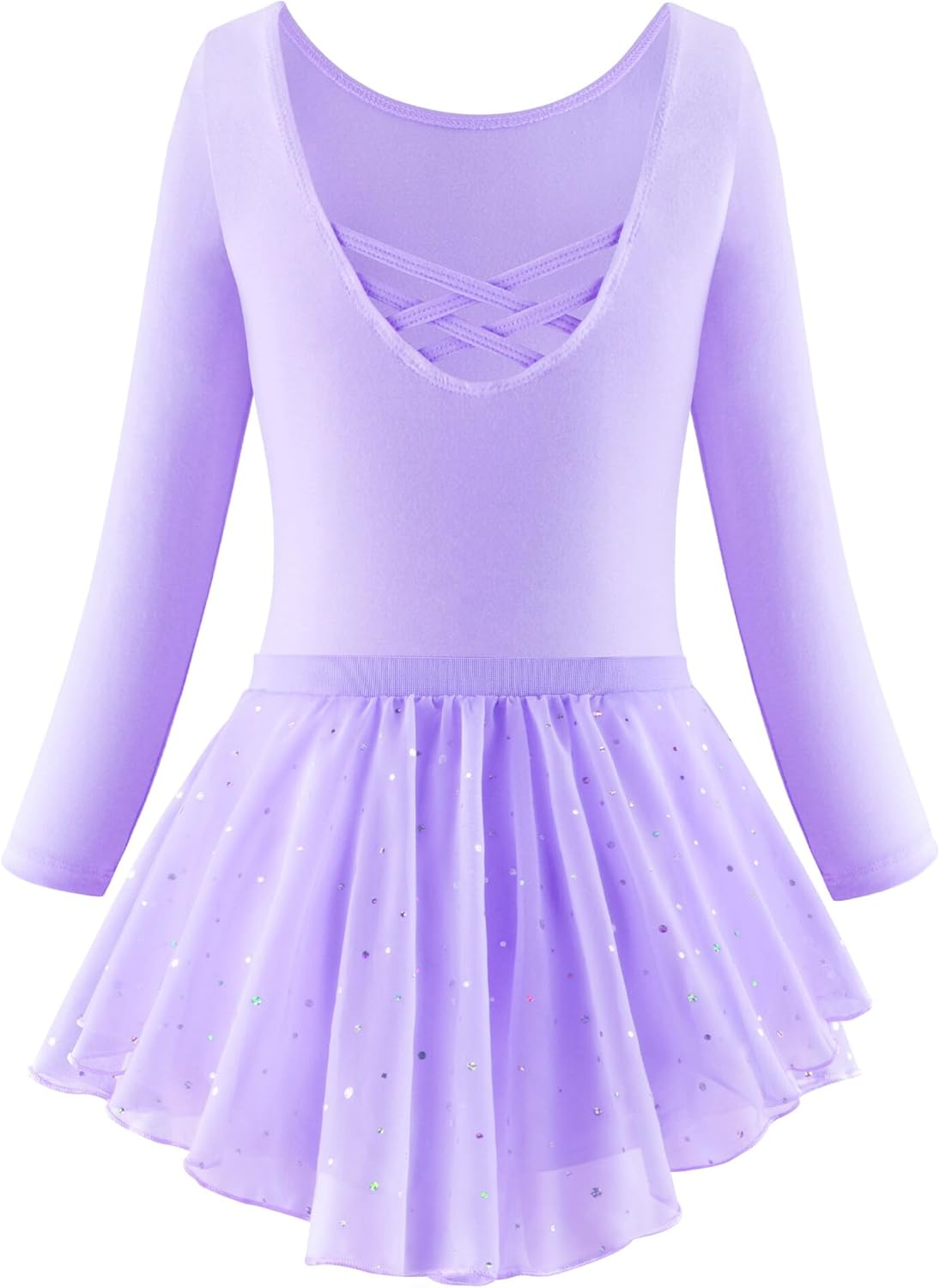 KEOYA Girls Dance Leotards Long Sleeve Ballet Outfits Dance Skirted Leotard Kids Ballet Tutu Dress for 3-11 Years image number 2