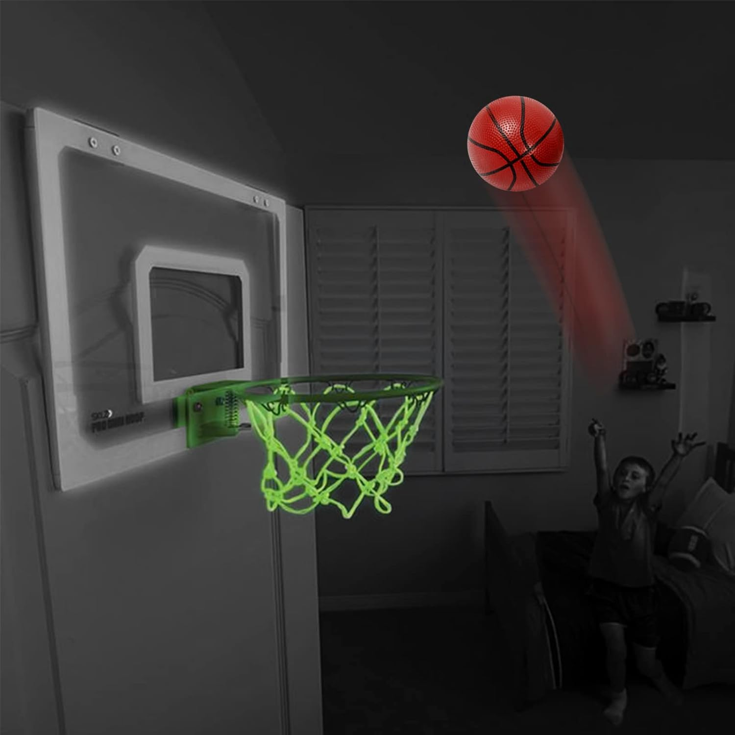 Nightlight Mini Basketball Net Glow 8 Loop Replacement Basketball Hoop Net Glow in the Dark Basket Ball Outdoor Portable Nylon Mesh for Children Outdoor Sun Powered Sports Gifts 8-10.25 Inch Rims image number 2