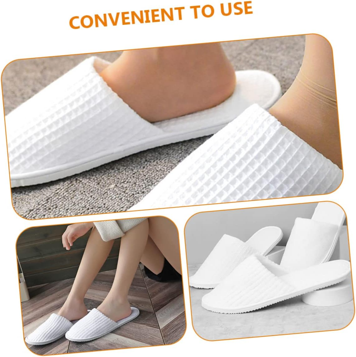 Outanaya Disposable Non-Slip Coral Fleece Spa Slippers 5 Pairs for Hotel Guest Use and Home Visitors, Lightweight Travel and Indoor Footwear Anti-Skid Sole image number 4