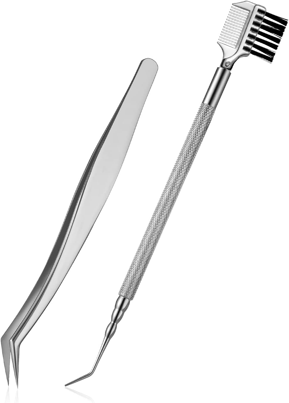 FVION 2 Pieces Eyelash Enhancer, Curved Eyelash Extension Tweezers/Eyebrow Brushes - Tweezers for False Eyelash Extensions, Eyelash Separator Comb, Lash Lift Makeup Tool image number 4