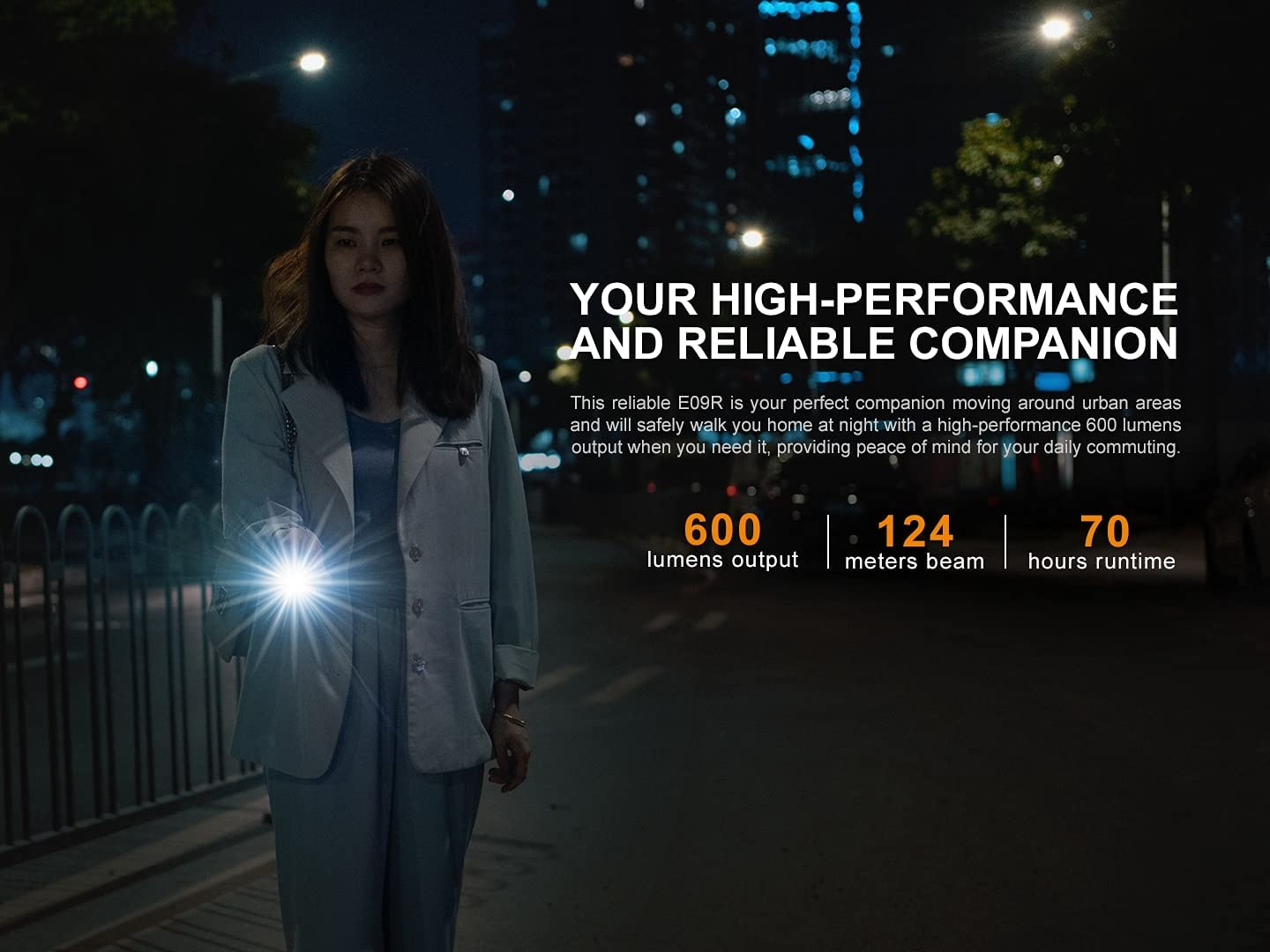 Fenix E09R up to 600 Lumen USB-C Rechargeable Torch with up to 124M Beam & up to 70Hr Runtime&ndash;Ip68 Waterproof Mini Pocket Led Torch with 4 Brightness Levels for Camping, Walking or Reading image number 5