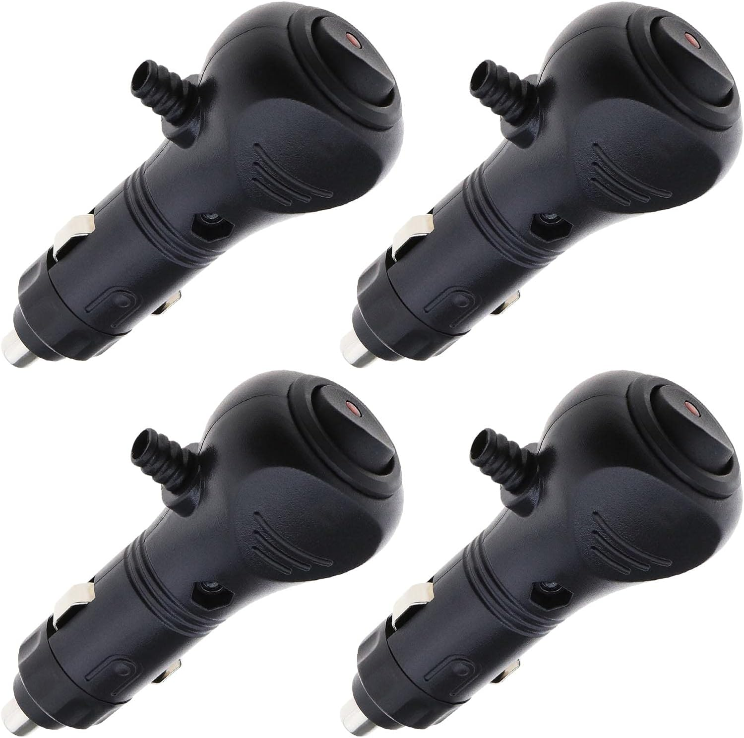 Emagtech 4Pcs DC 12V Car Cigarette Lighter Plug with 10A Fuse Car Fused Cigarette Lighter Switch Power Socket Plug with LED Indicator for Car in Black image number 5