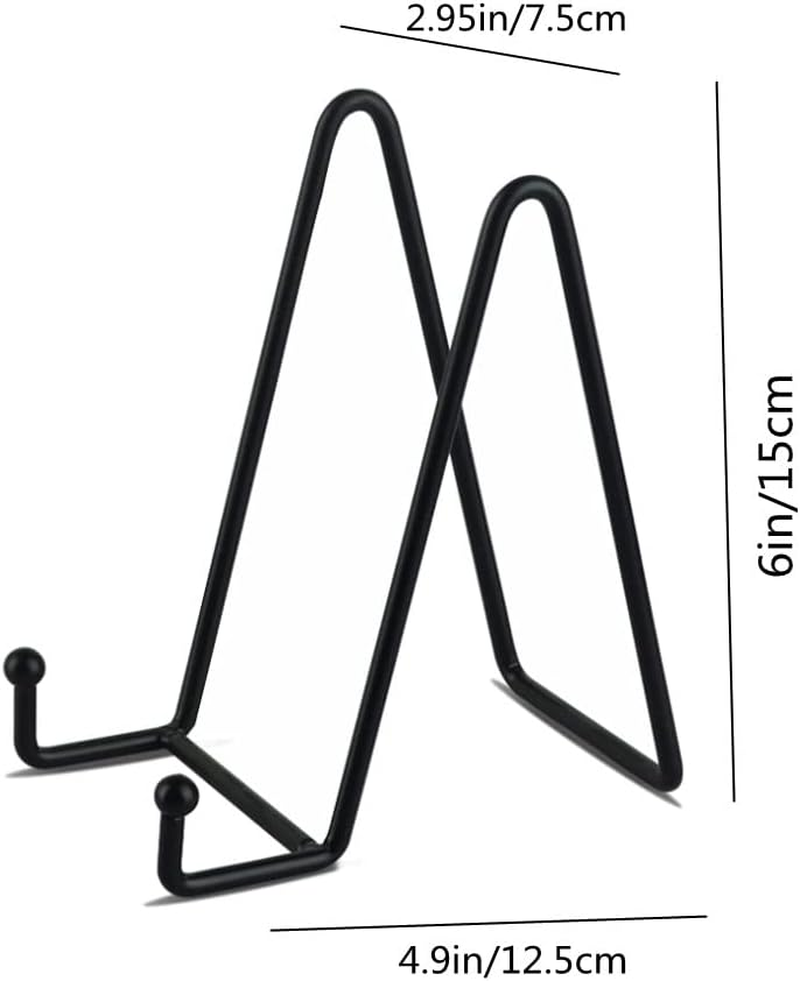 4 Pcs Plate Stands for Display,6 Inch Metal Frame Holder Stand for Plate Stand Plate Holder Display Stands for Picture, Decorative Plate, Book, Photo Easel, Dish and Artistic Work (Black) image number 5