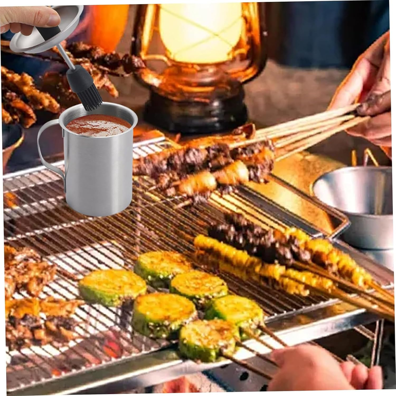 Stainless Steel Basting Pot with Brush, Airtight BBQ Sauce Container with Handle, Heat-Resistant Basting Brush for Cooking & Grilling image number 2