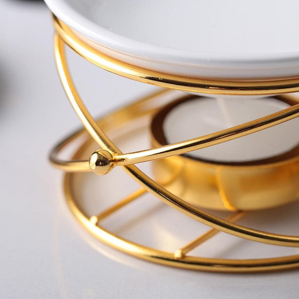 Generic Meltinging Essential Oil Warmer, Burner Ceramic Oil Tealight Holder Bedroom Decor Christmas Housewarming Gift, Golden image number 3