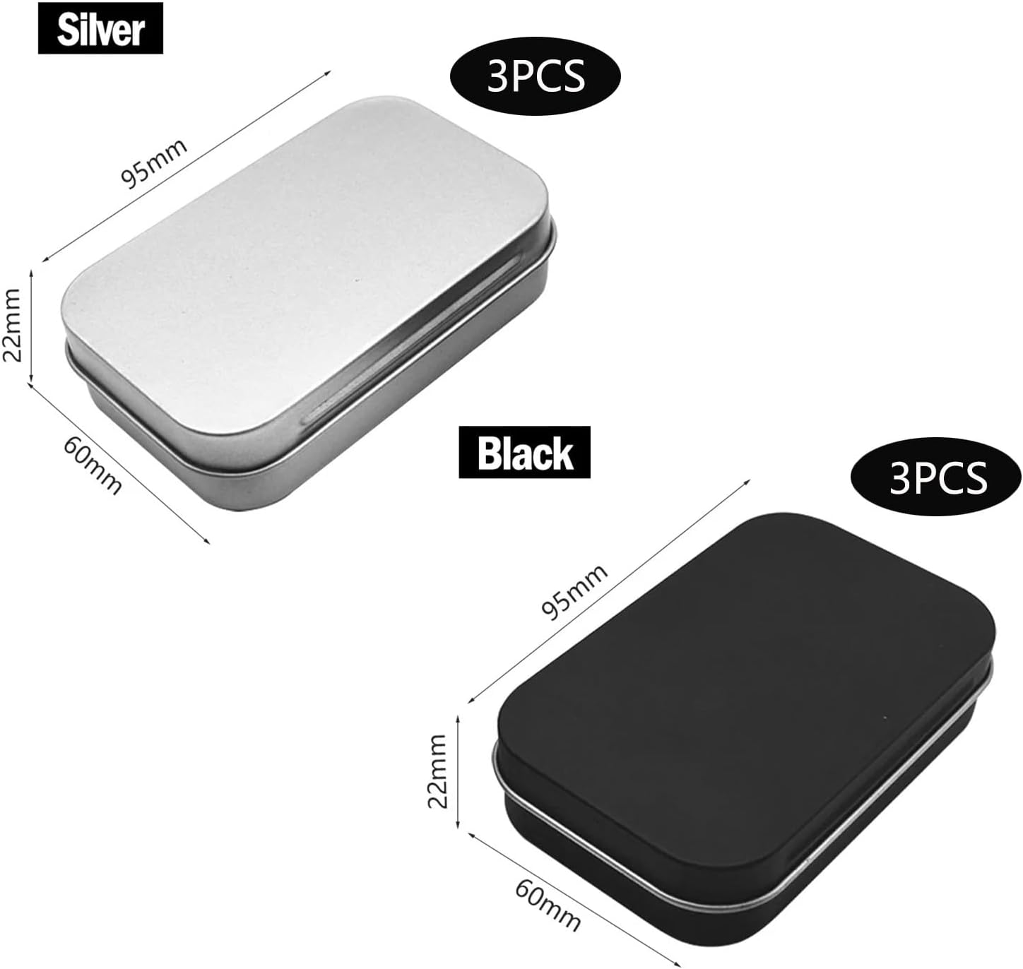 Small Tins,Rectangular Tins Metal Container Empty Hinged Portable Storage Box,Organizer Containers with Lid for Candy Coin Key Earrings image number 3