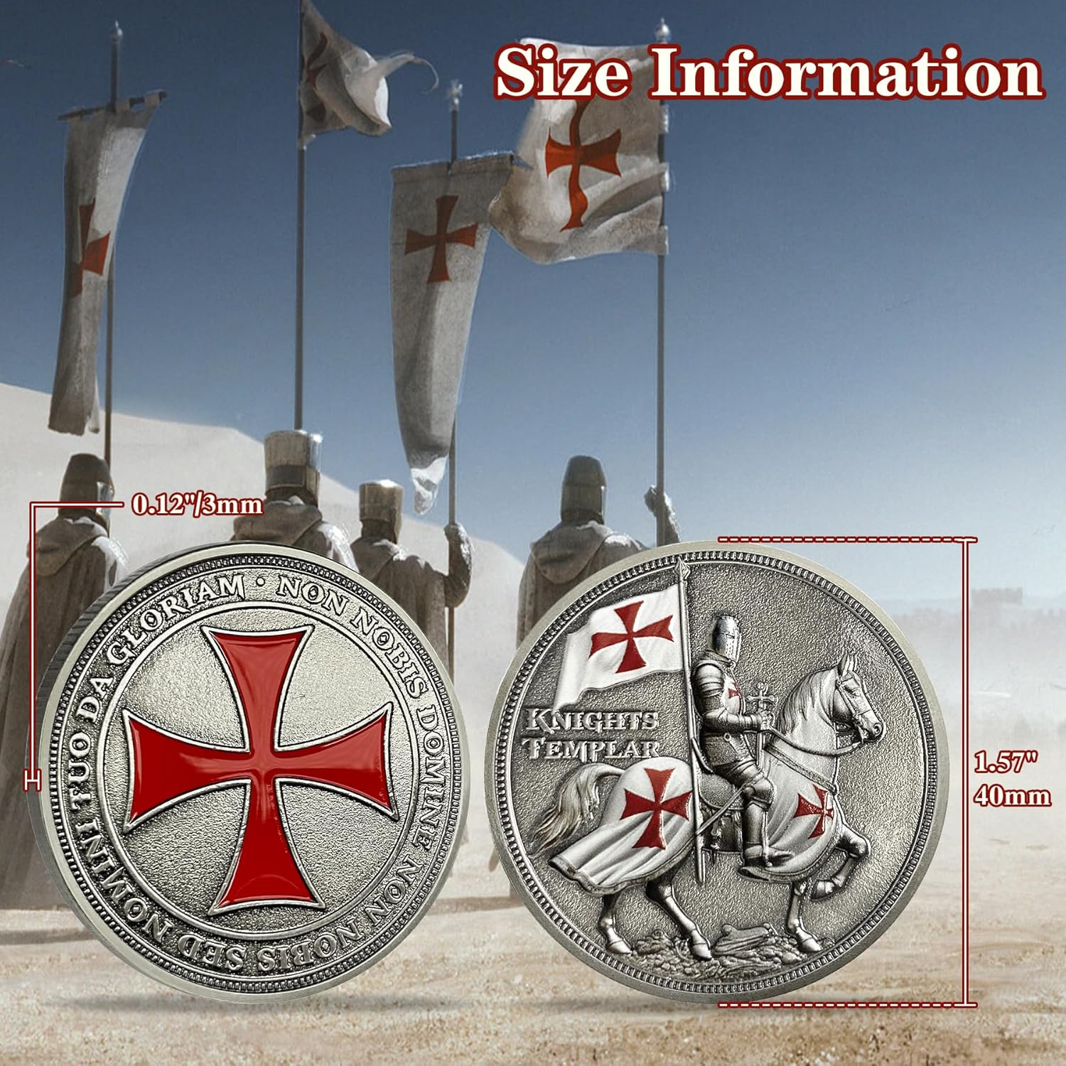 Knights Templar Challenge Coin Christian Christ Red Cross Religious Reminder Gifts for Men Women image number 6