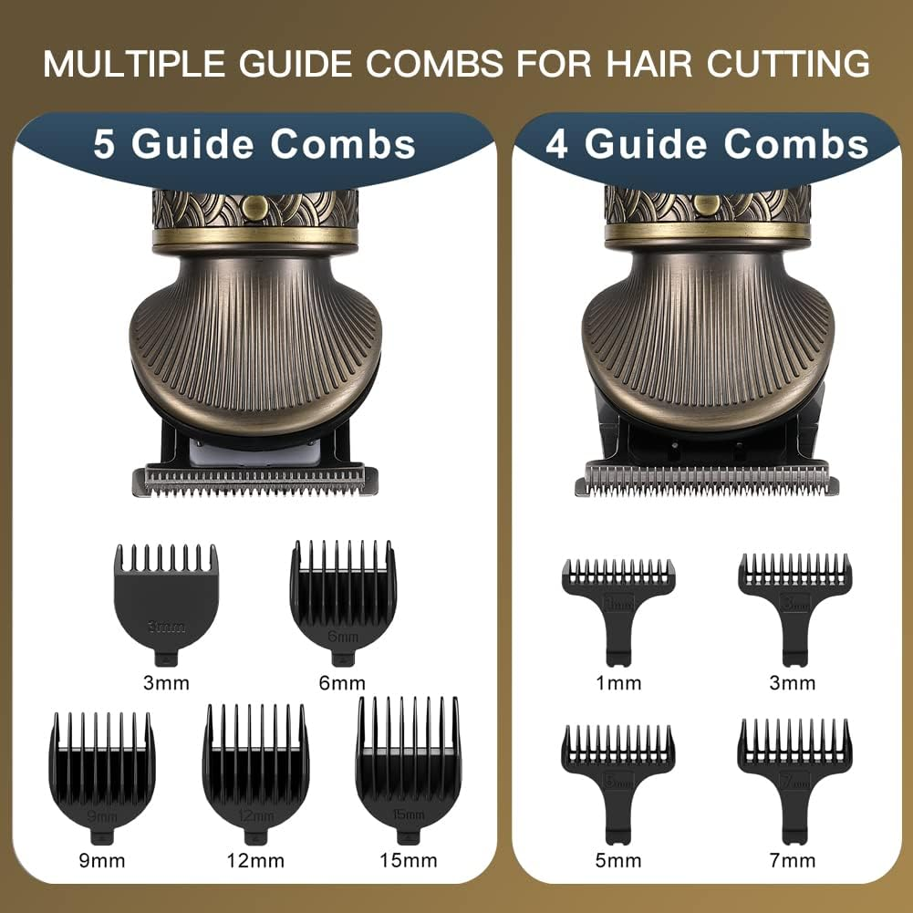 Beard Trimmer Kit Professional Hair Clipper Trimmer Zero Gapped T-Blade Trimmer Electric Shaver Razor Nose Body Trimmer for Men Cordless Grooming Kit 7 in 1 image number 5