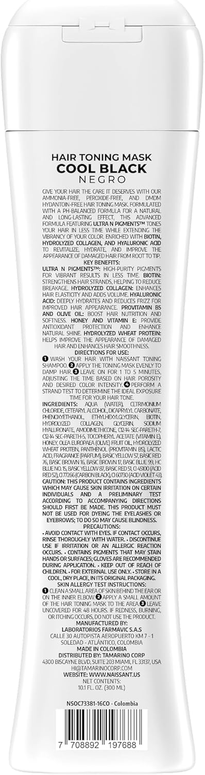 Naissant Cool Black Hair Toning Mask | Ultra High-Purity Pigments | Neutralizes Red & Orange Undertones | Hyaluronic Acid, Collagen & Biotin | Paraben, Ammonia & Sulfate Free | 10.1 Fl. Oz image number 6