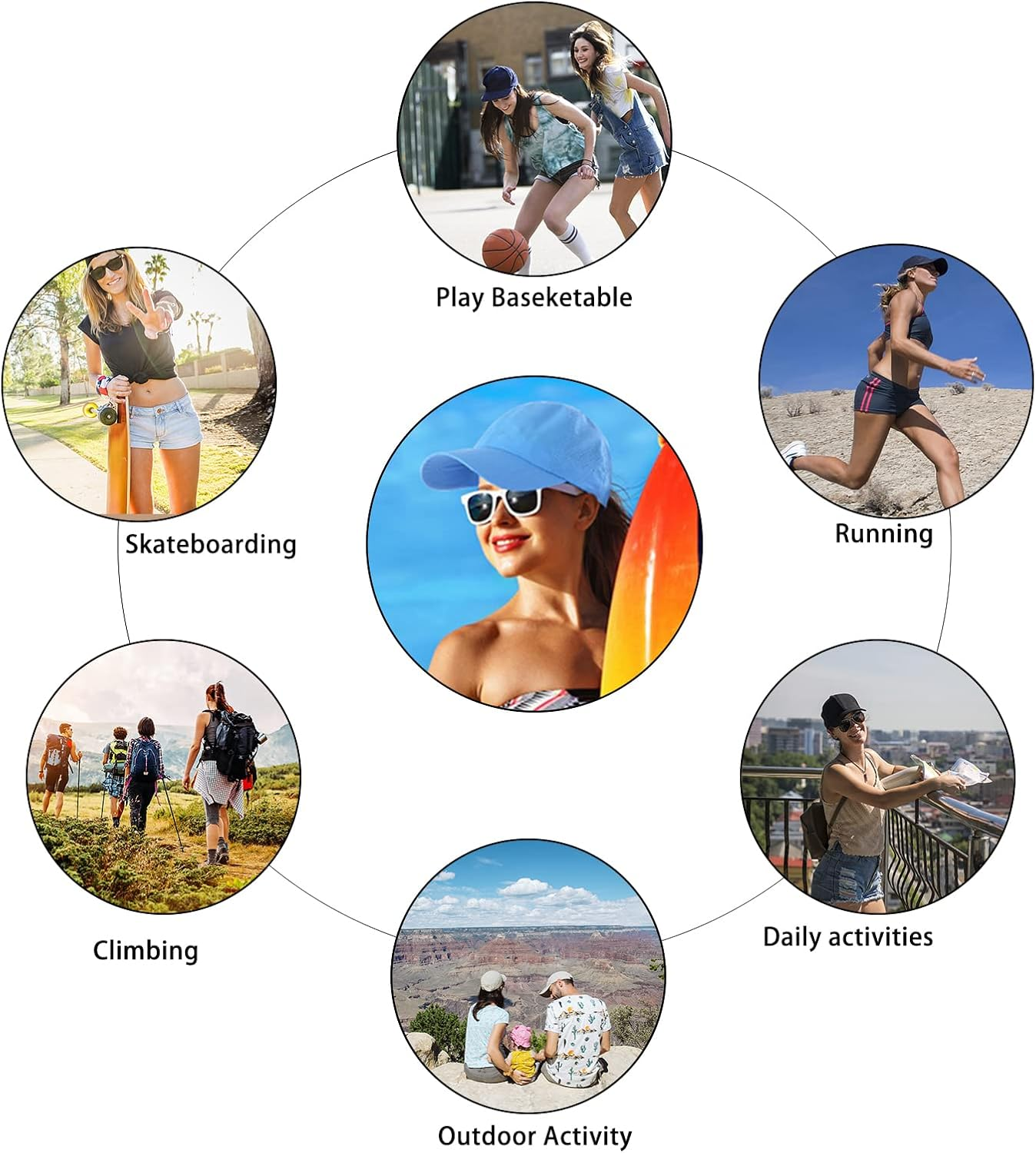 Womens Ponytail Hat Baseball Cap, Adjustable Criss Cross Baseball Cap High Bun Unisex Quick Drying Trucker Hats - Black image number 3