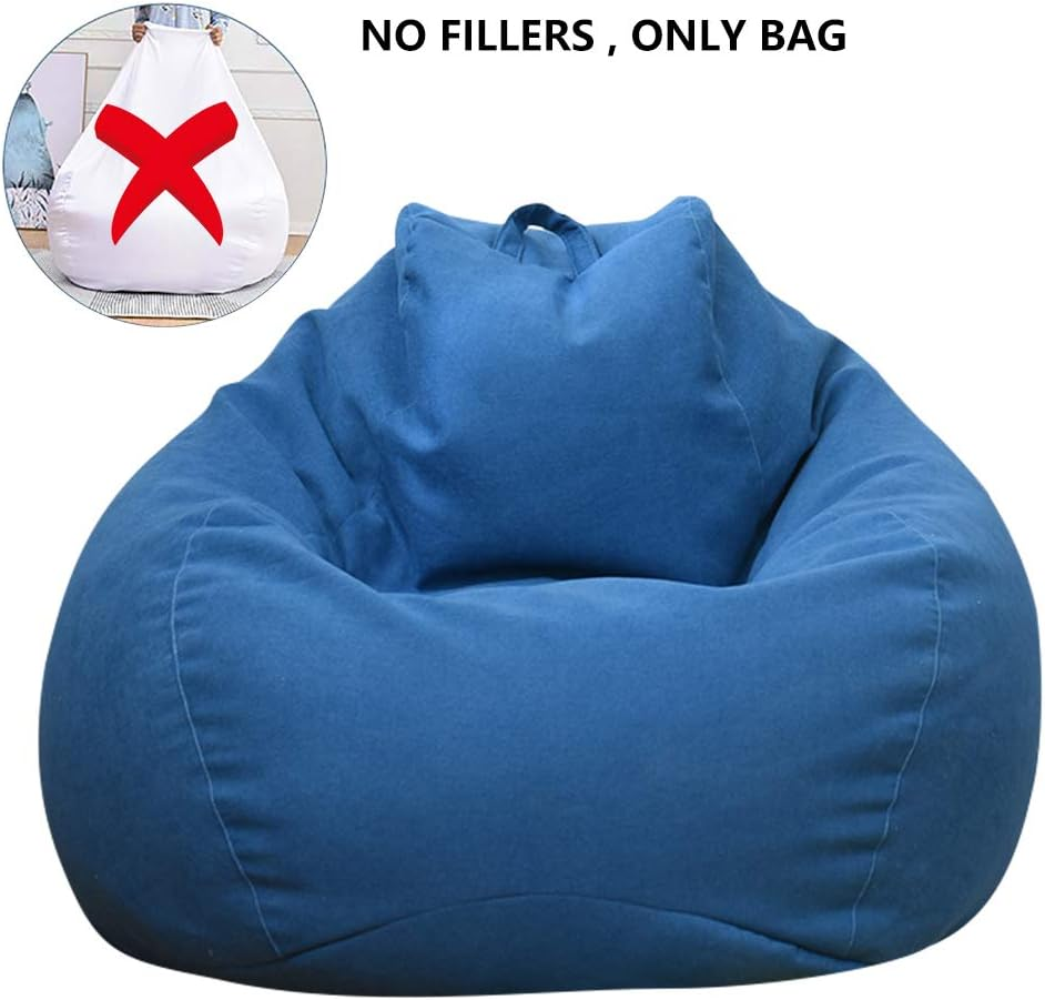 Bean Bag Chair Cover,Adults Large High Back Bean Bag Sofa Cover Recliner Gaming Storage Bag for Indoor Outdoor Beanbag Chair,No Filling (M, Blue) image number 6