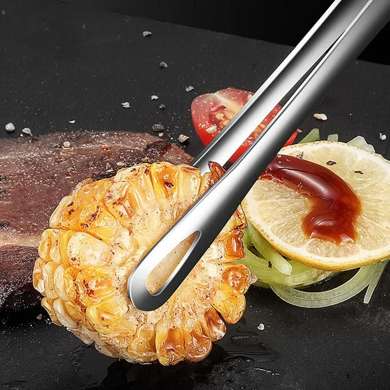 AIMALL 24/28CM Stainless Steel Kitchen Straight Grill Tweezers BBQ Food Tongs Tools for Kitchen Cooking, Bread Meat Steak Buffet Food Clamp Tool image number 3