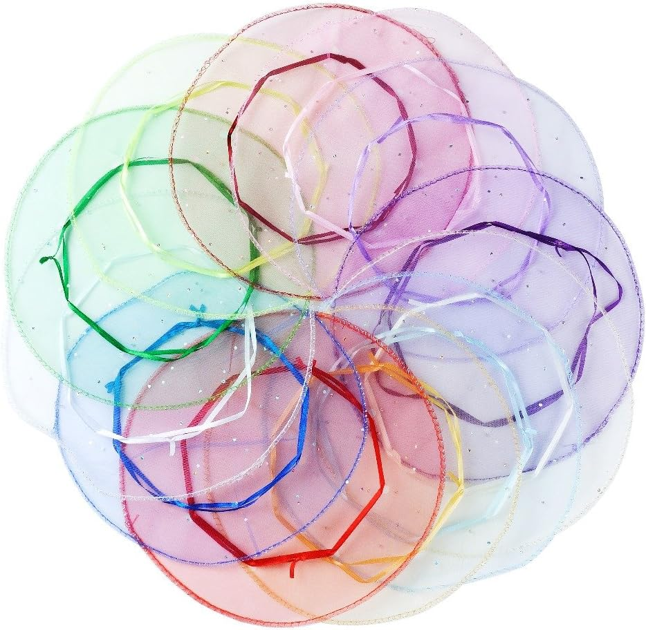 100Pcs 9.8 Inch round Drawstring Organza Bags Mixed Color, Jewelry Gift Candy Pouches Christmas Wedding Party Favour Packaging Bags image number 5