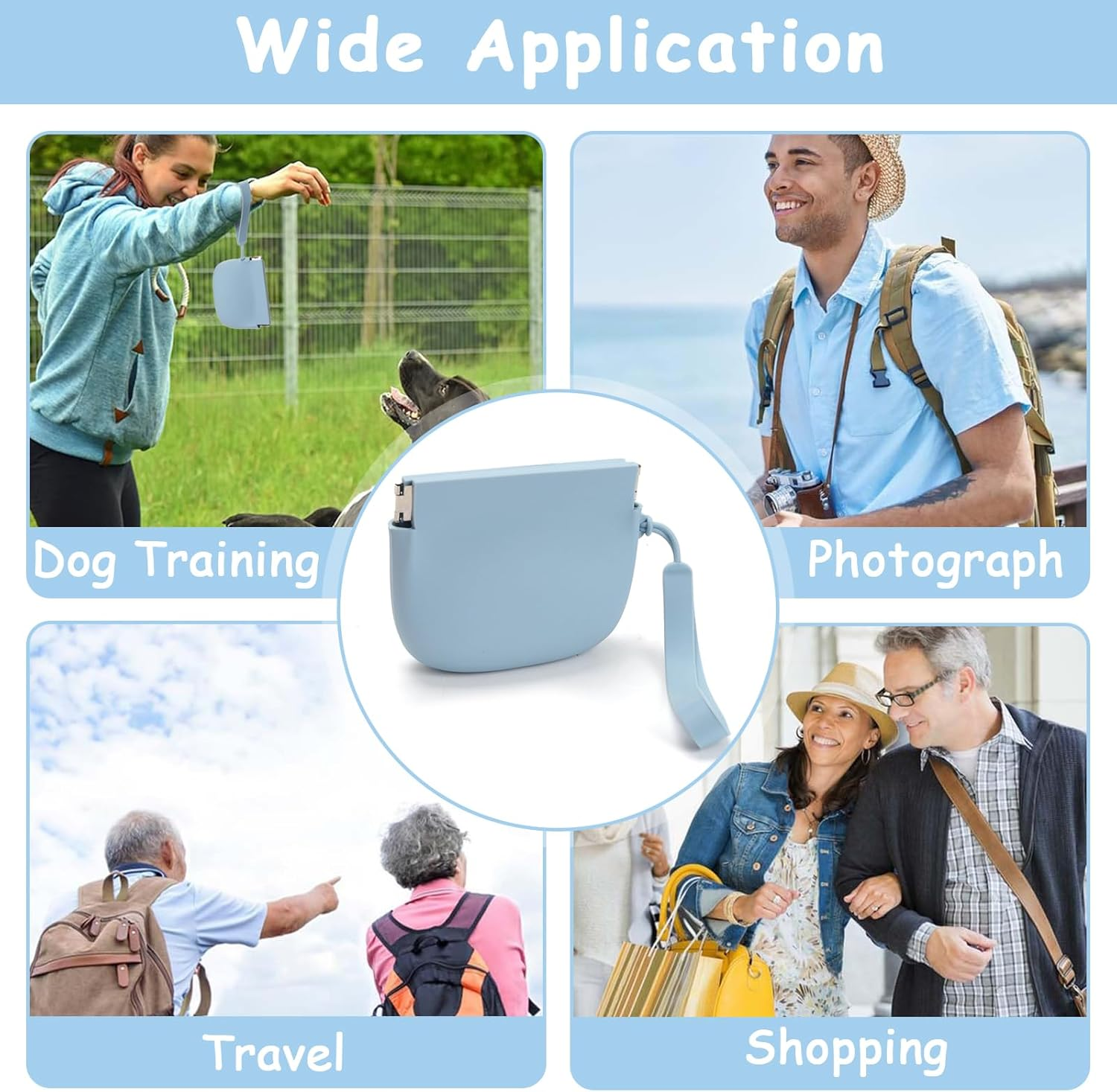 Daigoo 2 Pcs Silicone Dog Treat Pouch Portable Pet Snack Pouch for Dog and Cat, Auto Closure, with Pet Training Clicker, Pocket Size,Easy to Clean,Odorless for Pet Travel Use image number 5