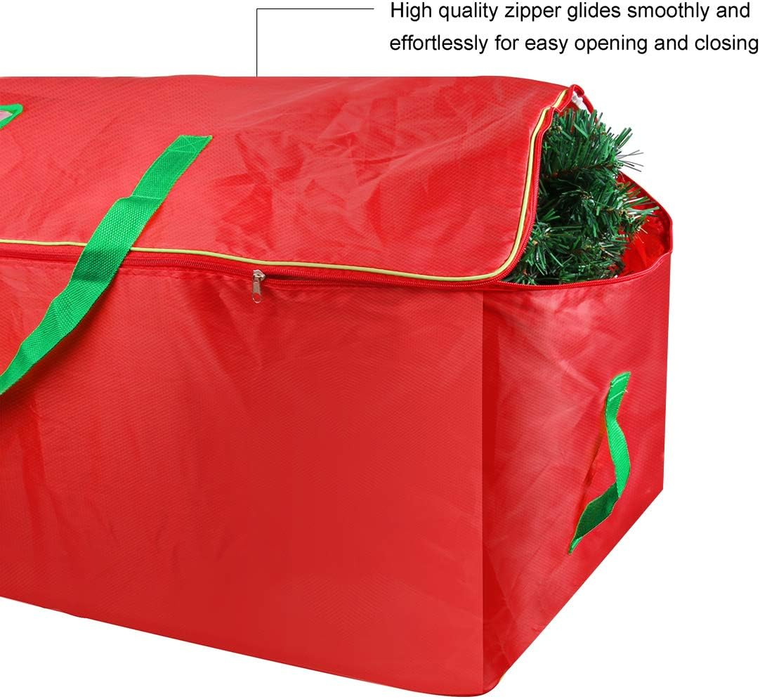 Christmas Tree Storage Bag - Xmas Large Tree Container - Reinforced Wide Handle and Double Sleek Zipper - Heavy Duty to Hold 9Ft Disassembled Artificial Tree