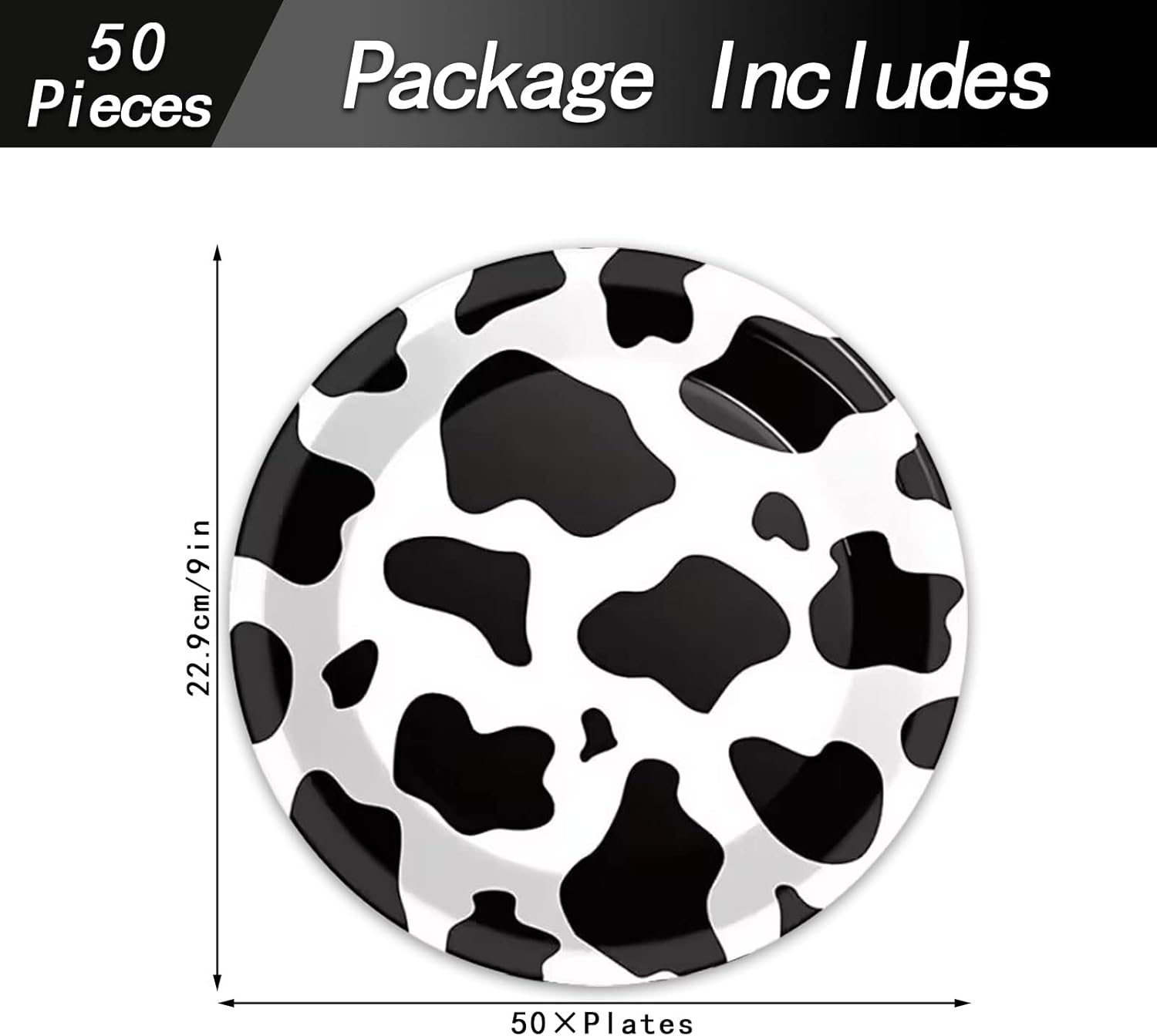 50PCS Cow Print Plates 9 Inch Cow Paper Plates Jungle Safari Party Supplies Animal Print Party Plates Cow Theme Birthday Party Plates Paper Food Trays Baby Shower Jungle Party Decorations image number 2