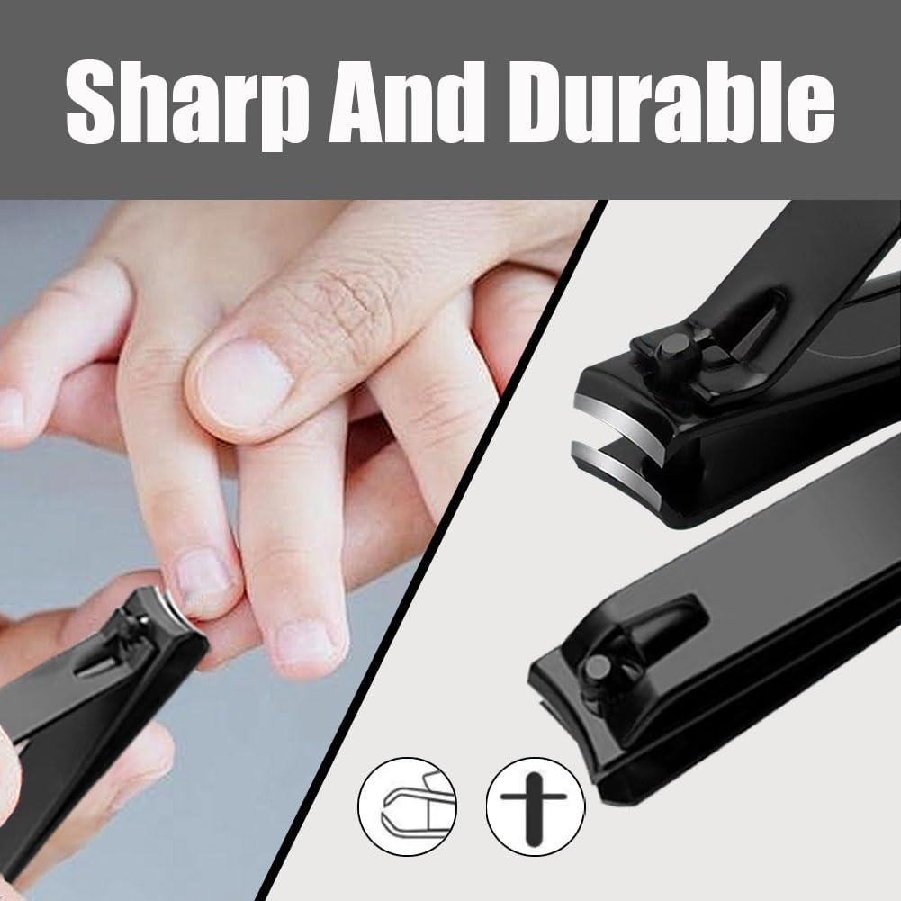 3PCS Nail Clipper Set,Stainless Steel Nail Trimmer with Metal Case for Trimming Toenails,Fingernails and Ingrown Nails,Home and Travel Use(Color:Black) image number 2