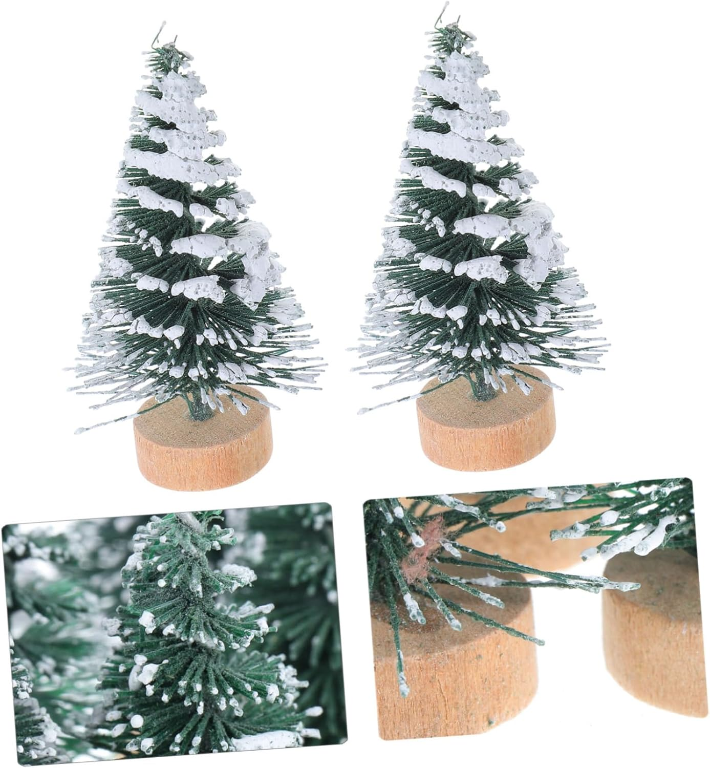 Mini Snow Covered Christmas Tree Ornaments 5Cm Flocked Pine Desktop Xmas Party Decoration 10-Pcs Set for Home and Office Table Display image number 5