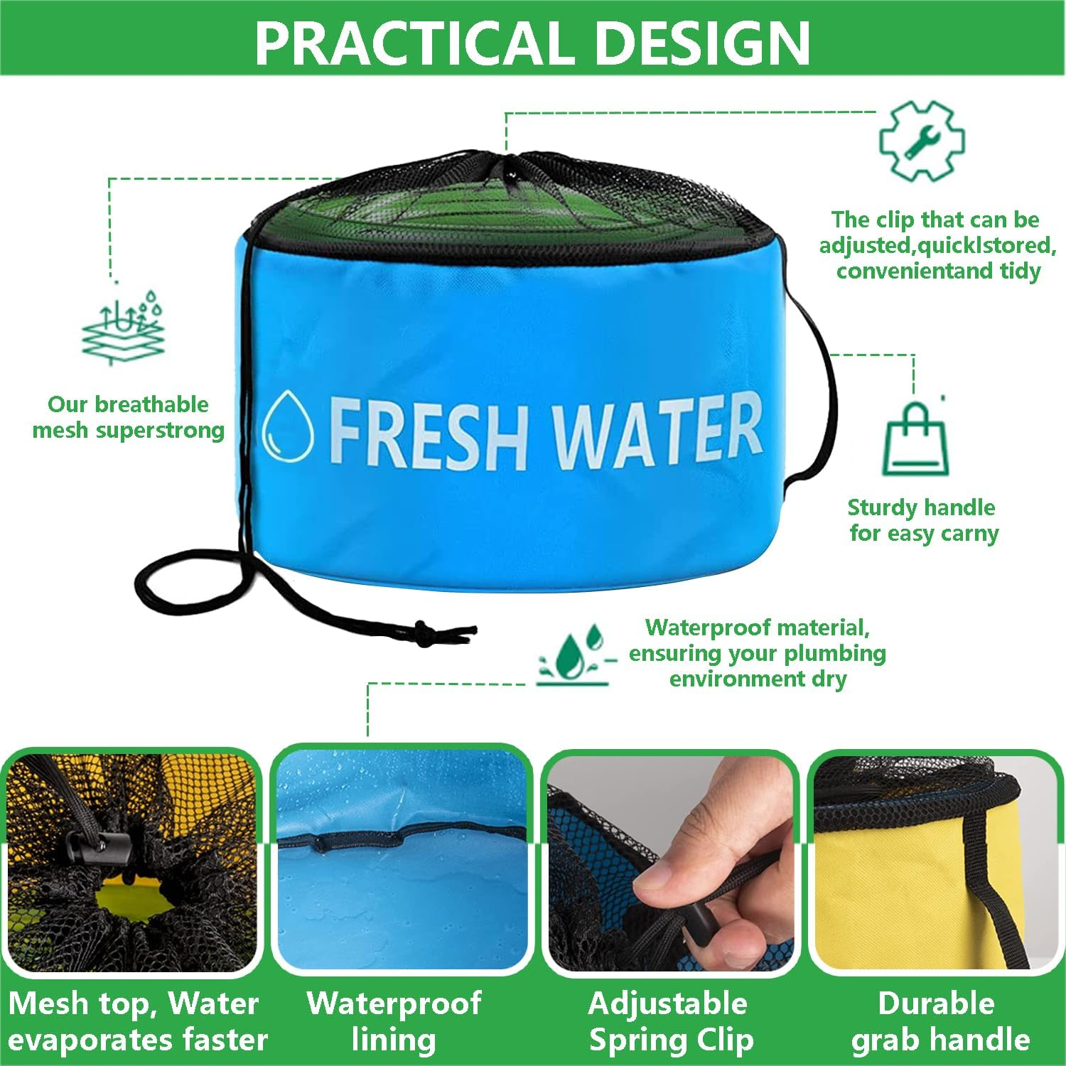 4 Pack Waterproof RV Hose Storage Bag with Identification Tags for RV Storage and Organization,4 Colors for Sewer Hoses, Fresh Water Hoses, Electrical Cords, Camper Tools Accessories image number 4