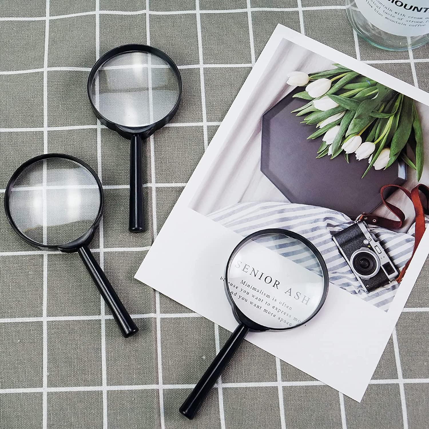 Magnifying Glass Kids Plastic Magnifier 18 Pack Hand Lens Mini Handheld Magnifying Lenses for Children Science Class Outdoor Observation Party Fun Tool