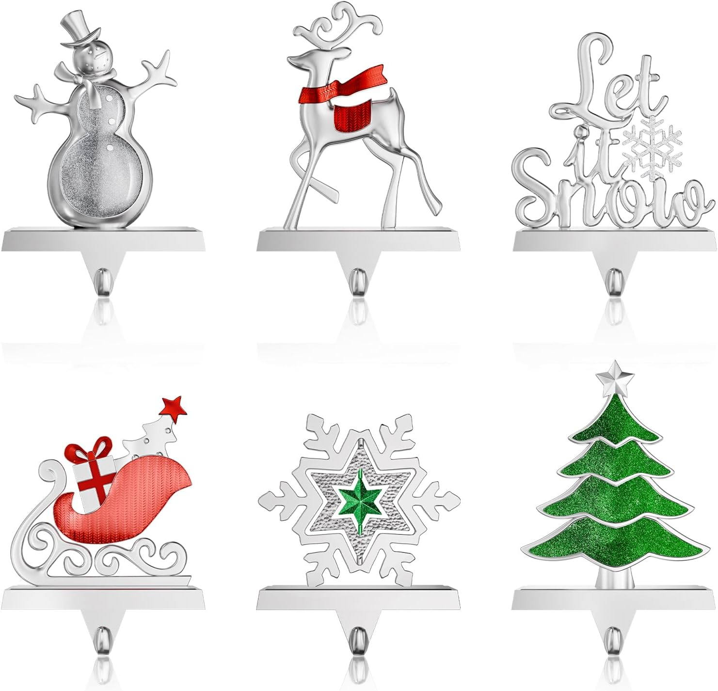 Christmas Stocking Holders for Mantle Weighted Metal Stocking Hangers Hooks for Fireplace Christmas Decorations (Set of 4) image number 6