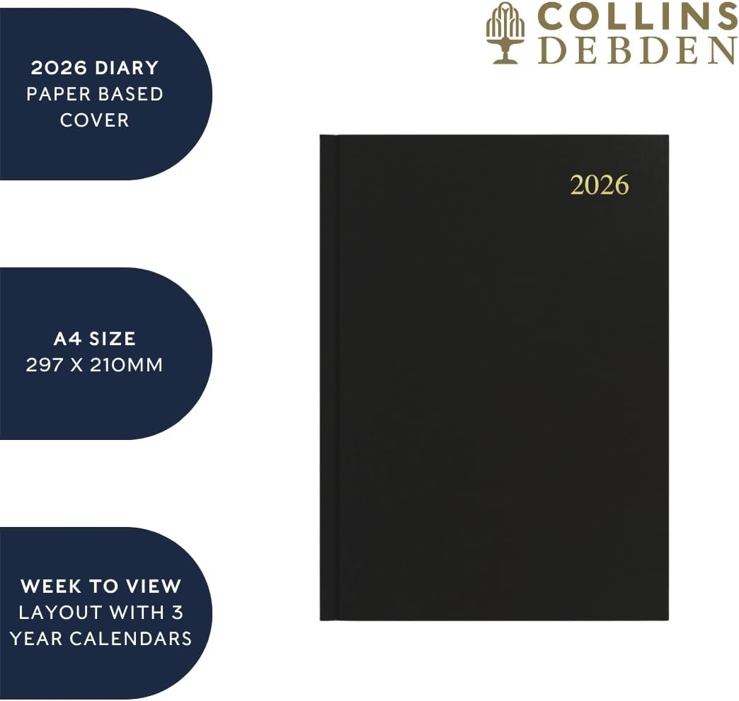 Collins - Essential 12 Month 2026 Diary/Planner, Week to View, A4 Hard Cover - Black image number 4