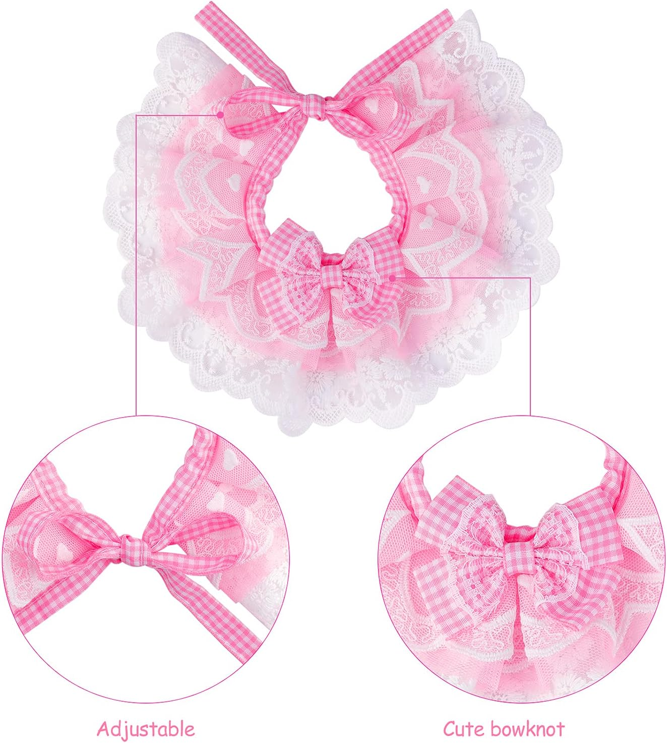 Legendog Cat Bandana, Princess Costume, Cute Lace Dog Bandanas and Crown Accessories for Small Dogs, Pink Outfit for Birthday Party (B-Pink) image number 4